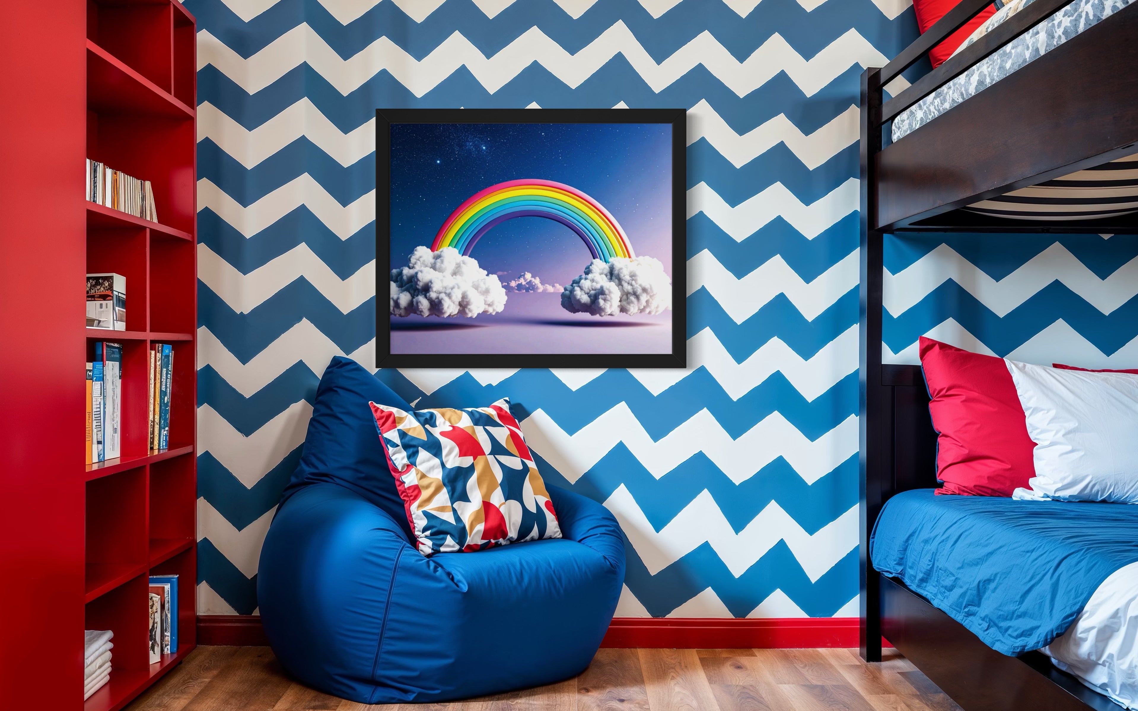 Floating Rainbow with Clouds Museum Print