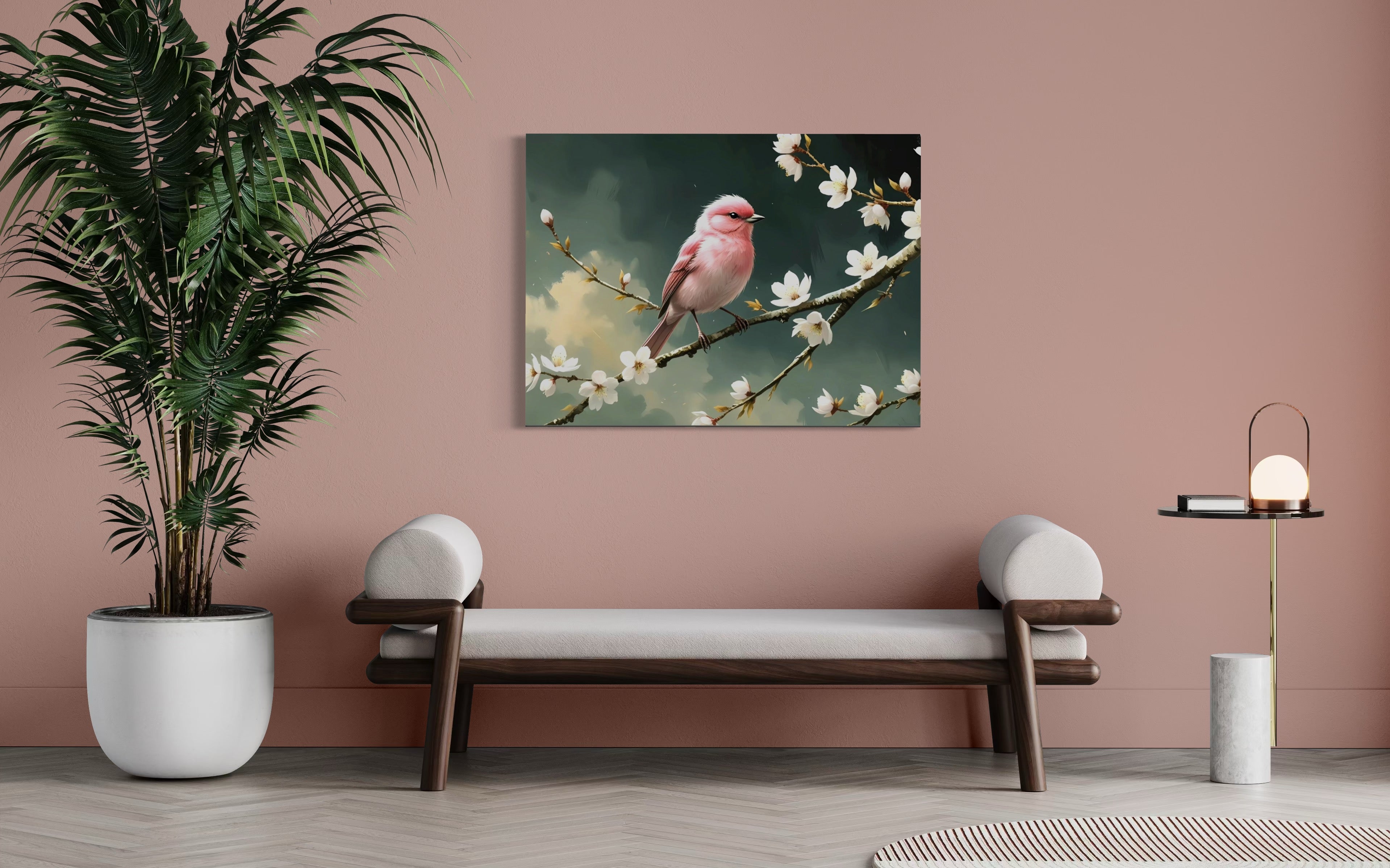 Bubblegum Bird with Blossoms Museum Print