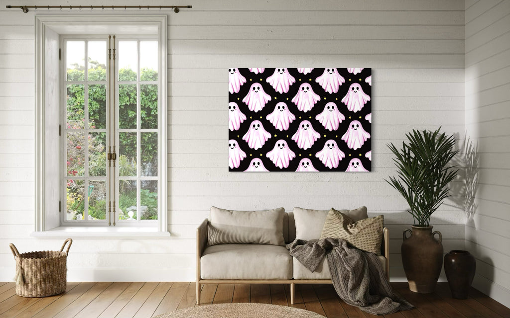 Pink Ghost Pattern on Black