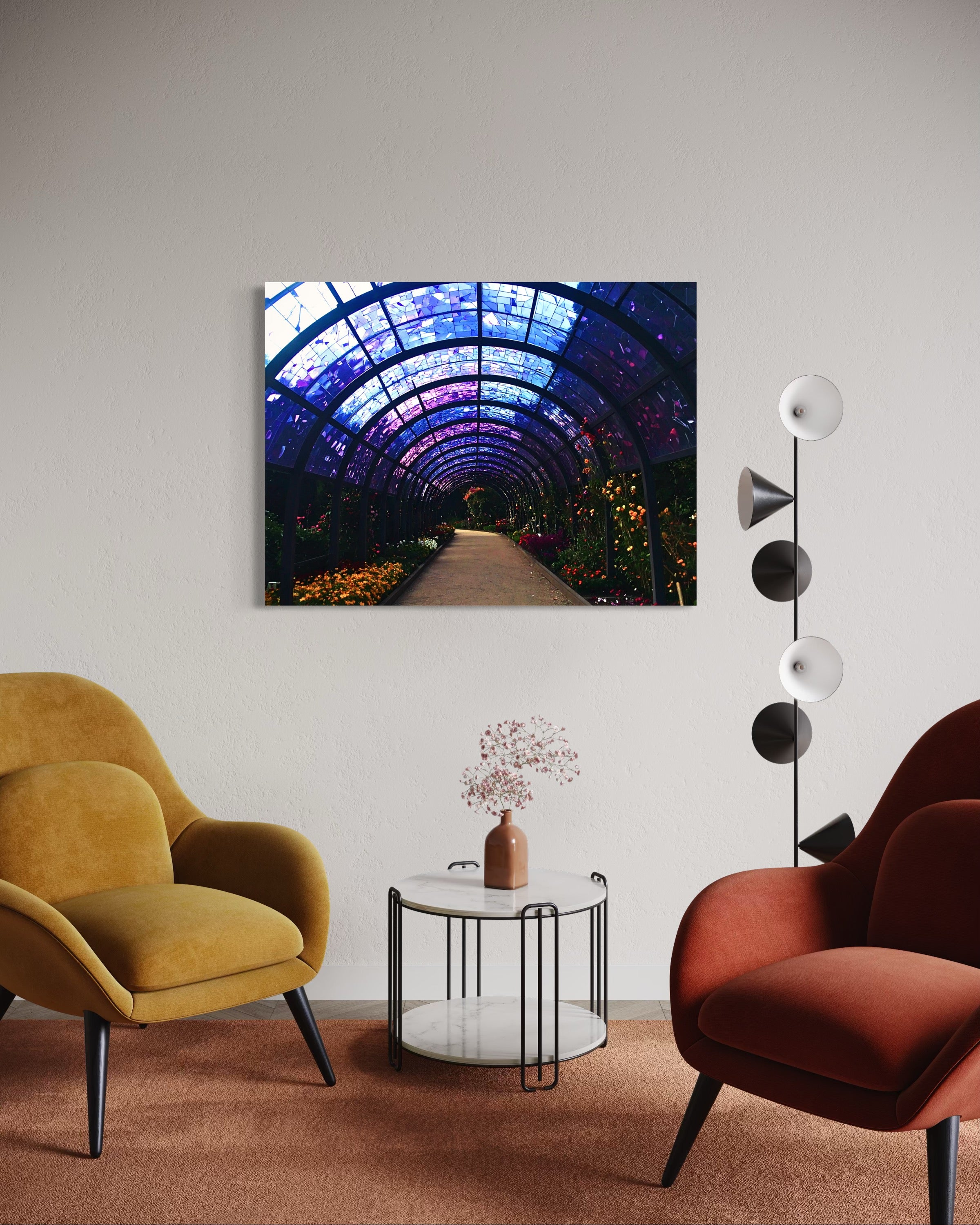 Fall Botanical Garden with Mosaic Stain Glass Ceiling Museum Print