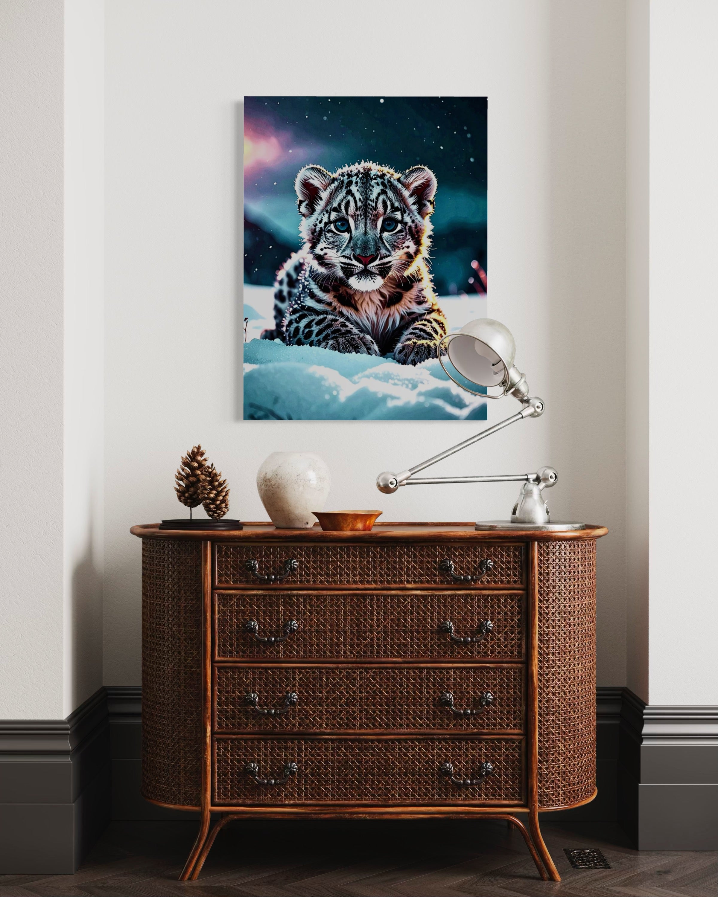 Baby Snow Leopard in the Snow
