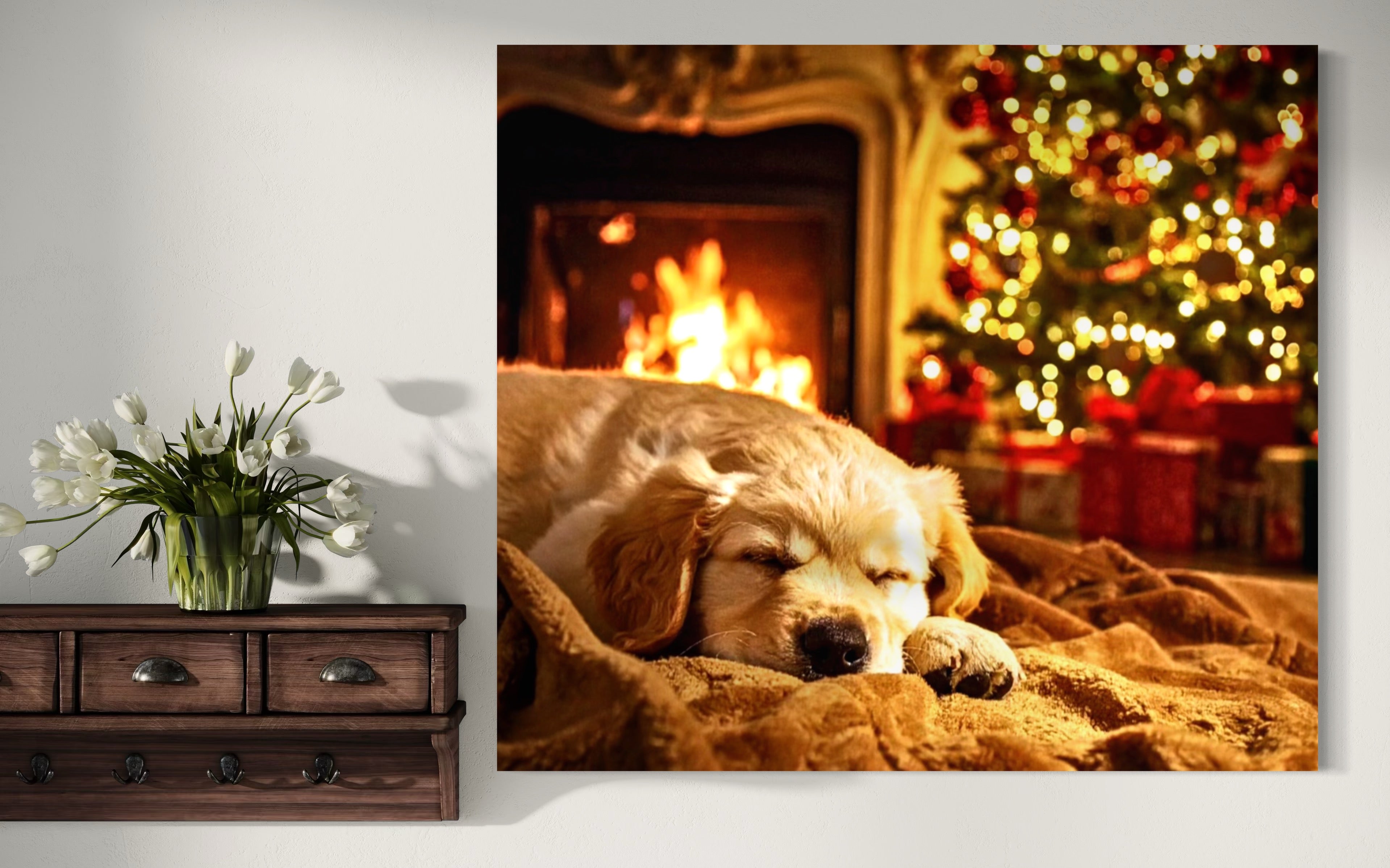 Magic Christmas Golden Retriever Puppy Dreams