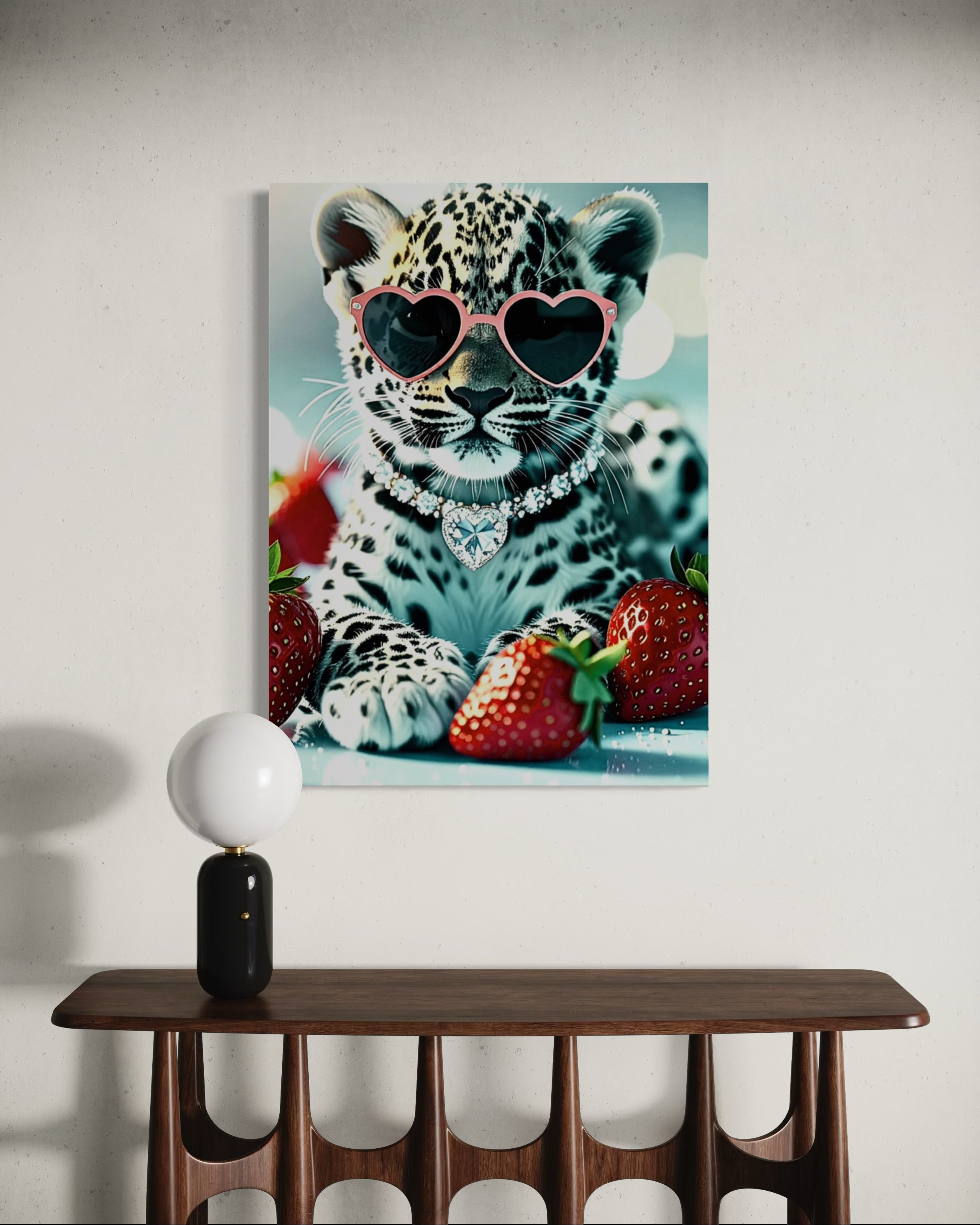 Leopard Cub with Diamond Necklace & Heart Sunglasses