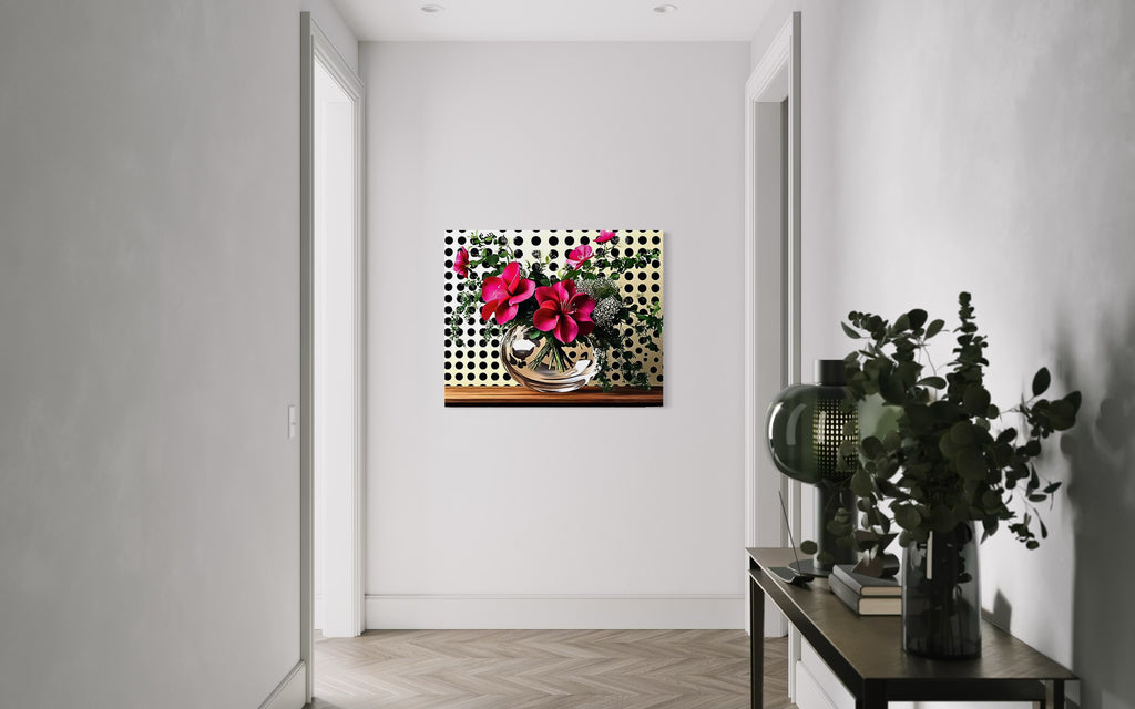 Fuscia Florals on Polka Dots