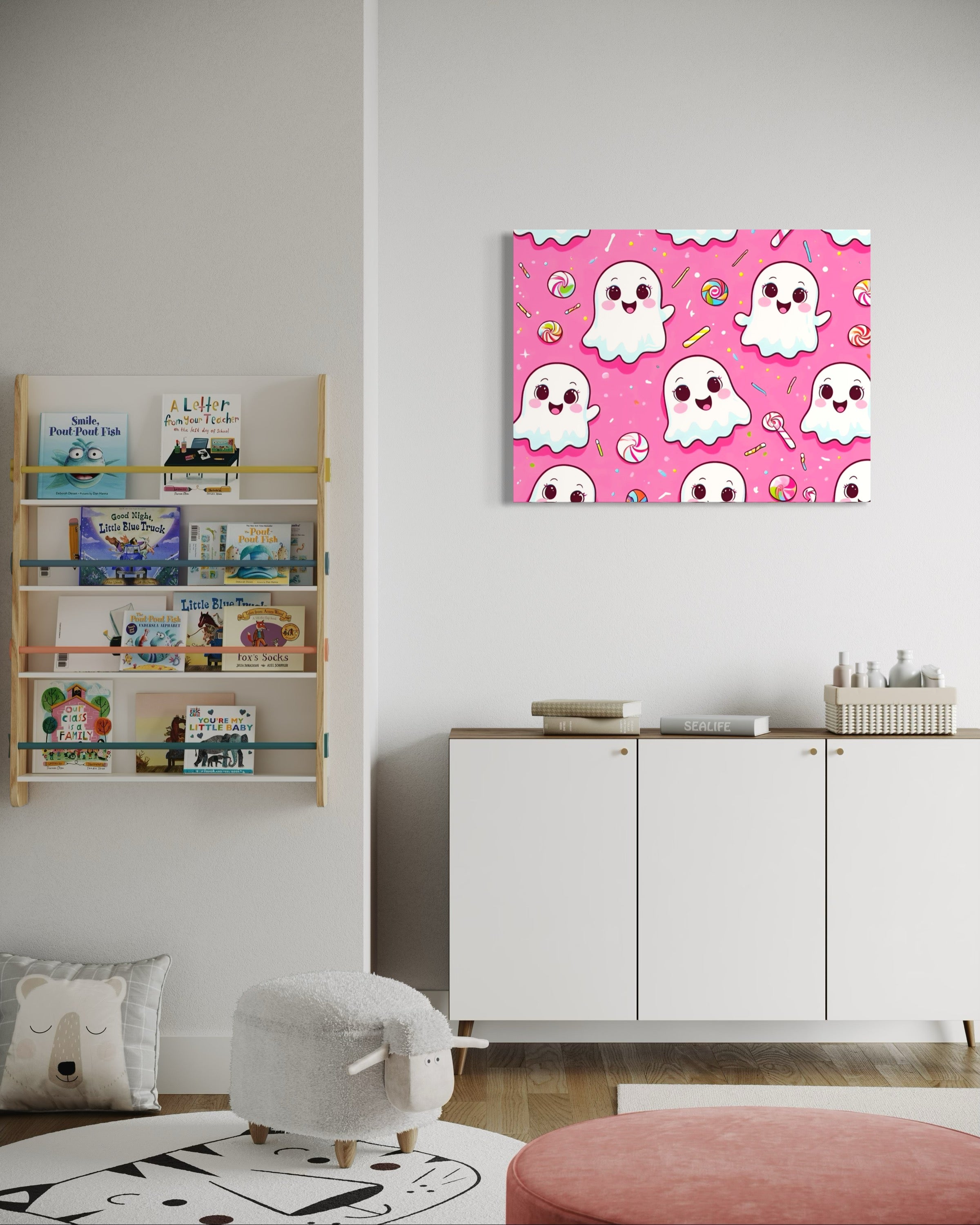 Ghost and Candy Pattern on Pink