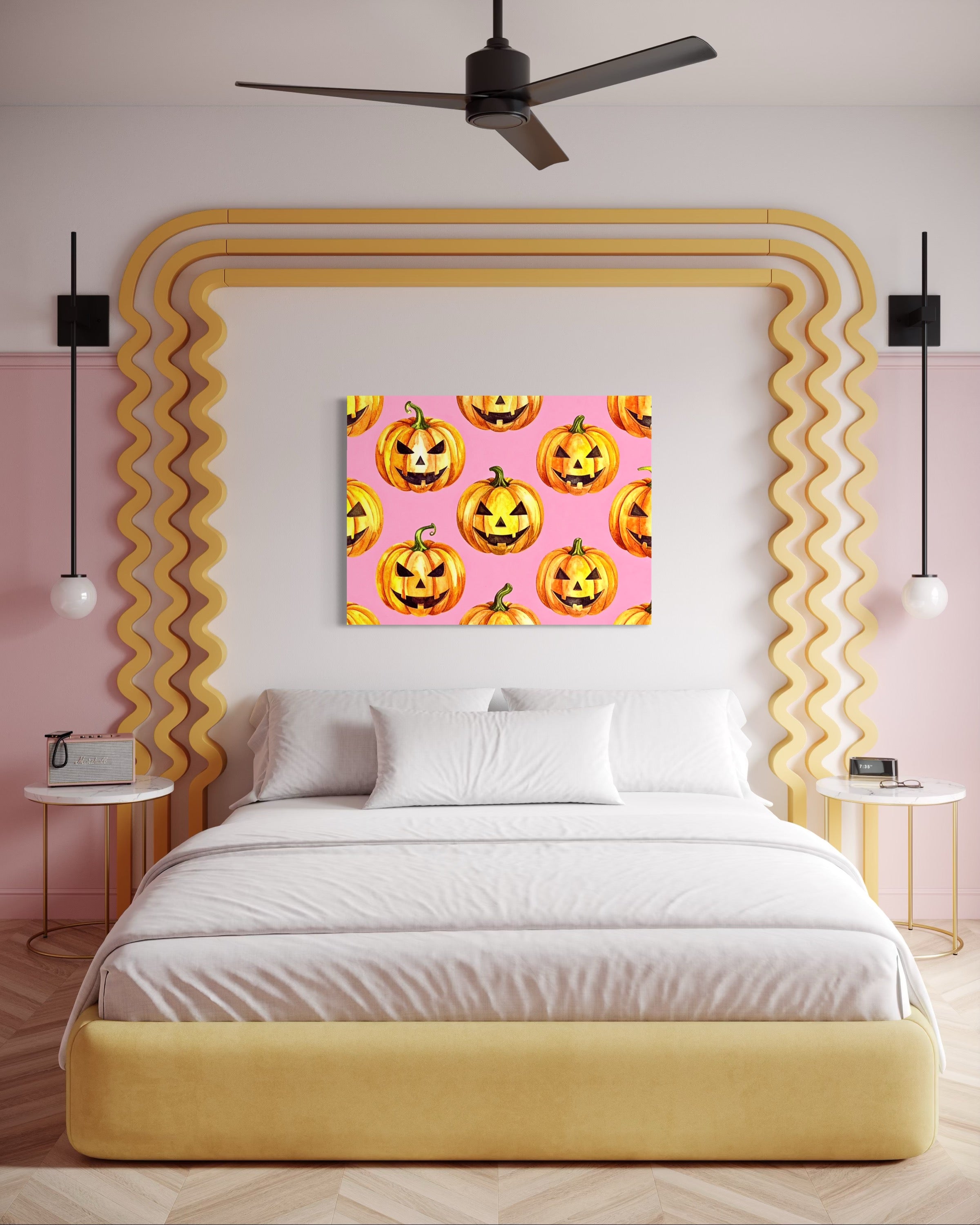 Jack O Lantern Pattern on Pink