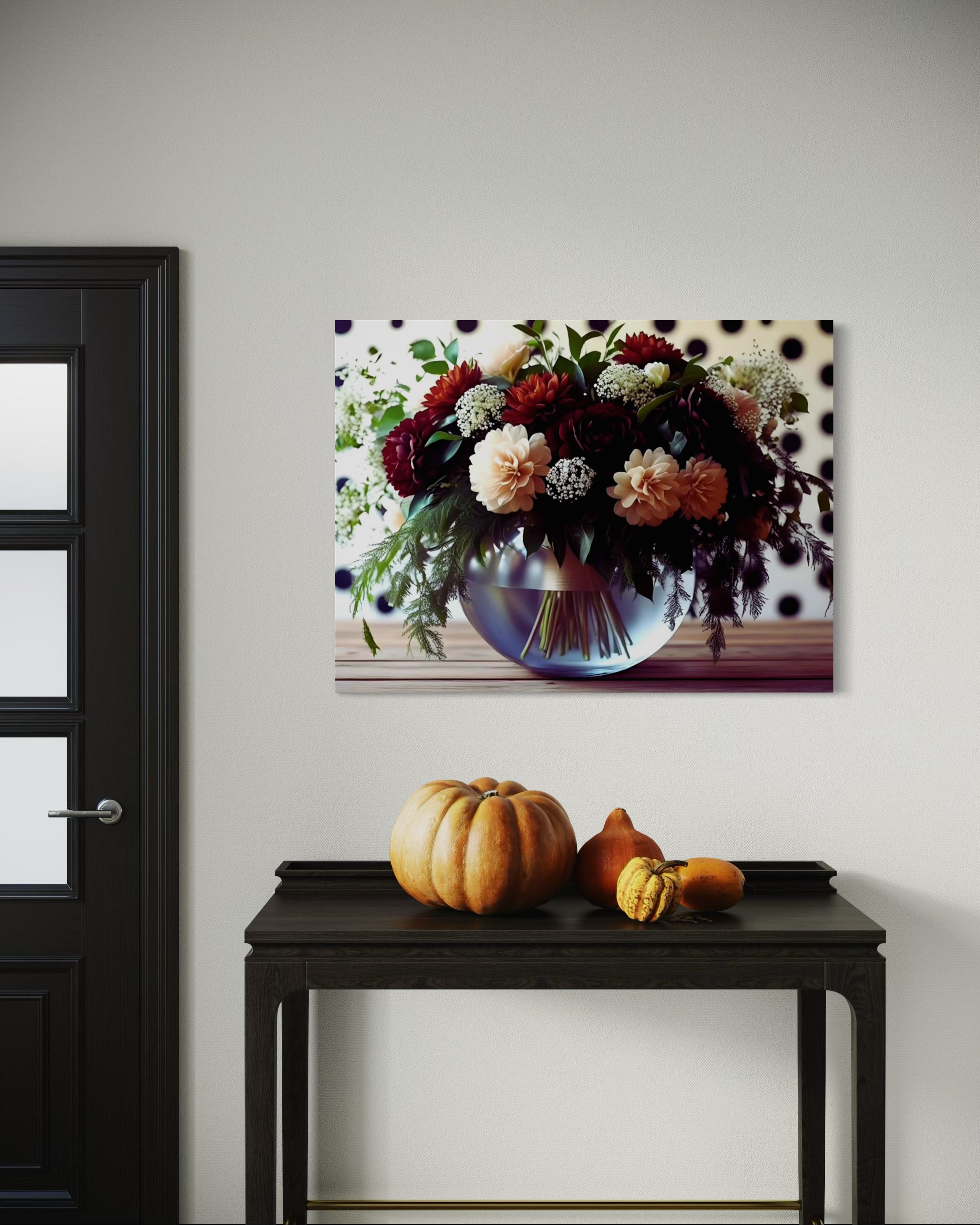 Fall Floral Design on Polka Dots
