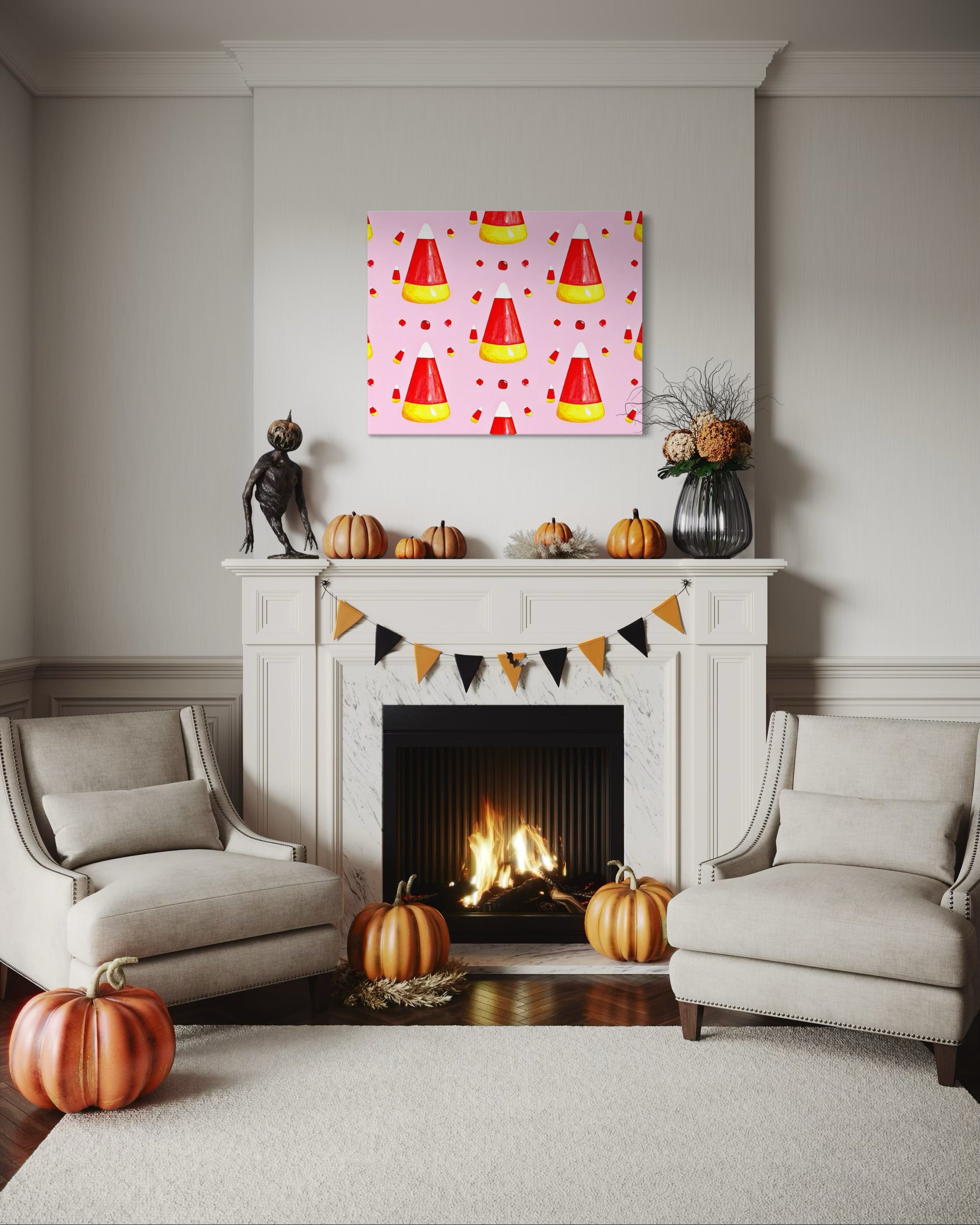 Candy Corn Pattern on Pink