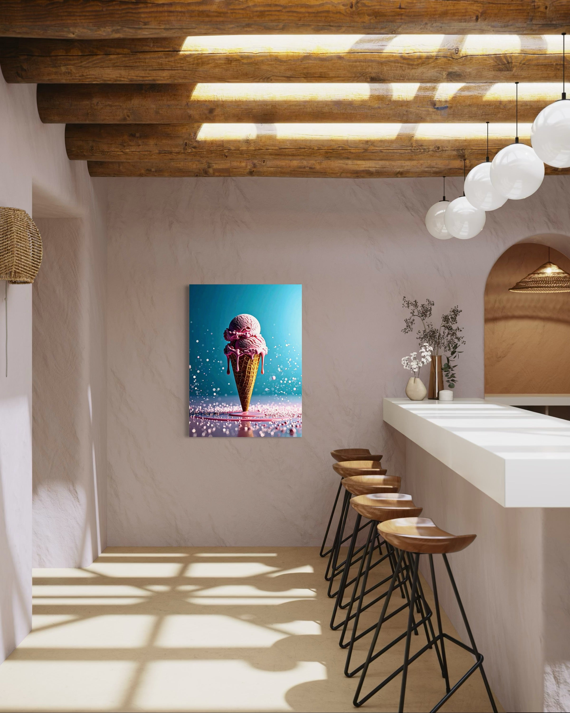 Strawberry Ice Cream Double Scoop Museum Print