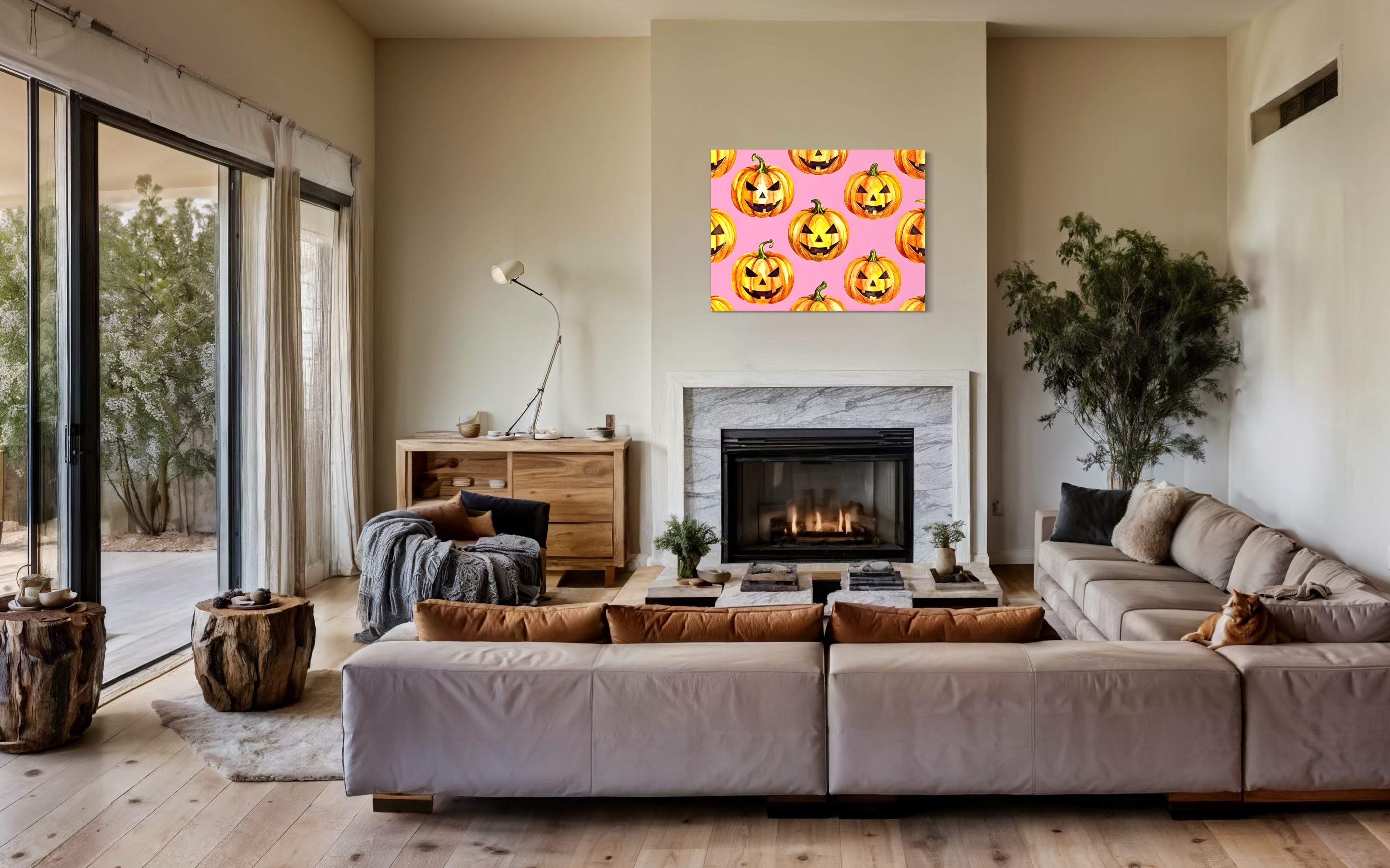 Jack O Lantern Pattern on Pink