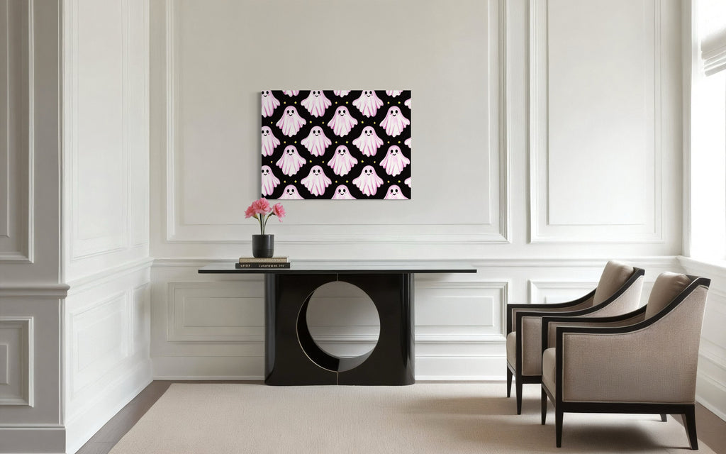 Pink Ghost Pattern on Black