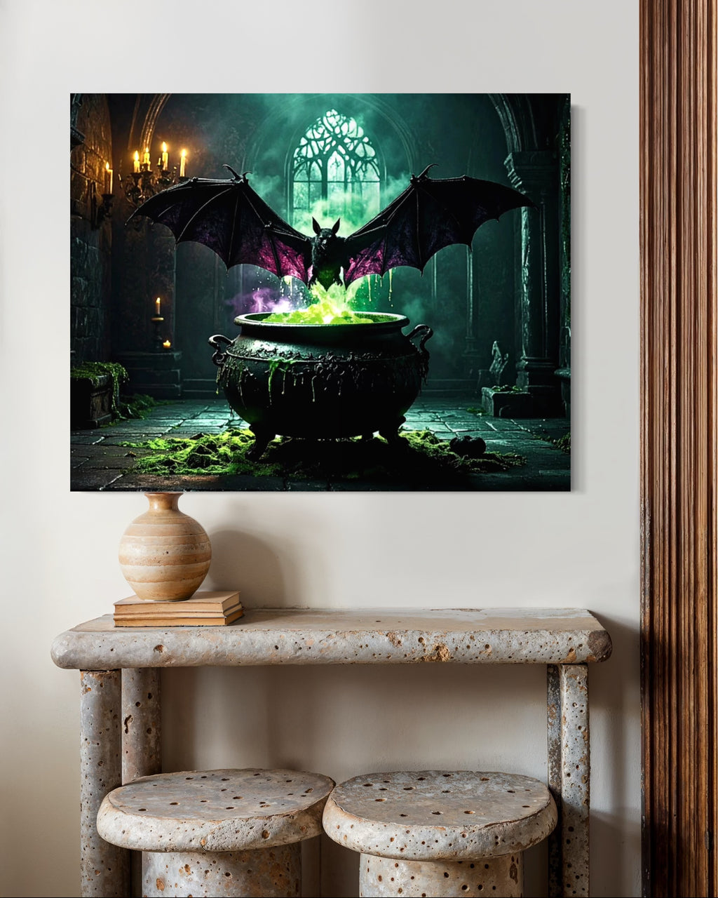 Bat over Bubbling Cauldron