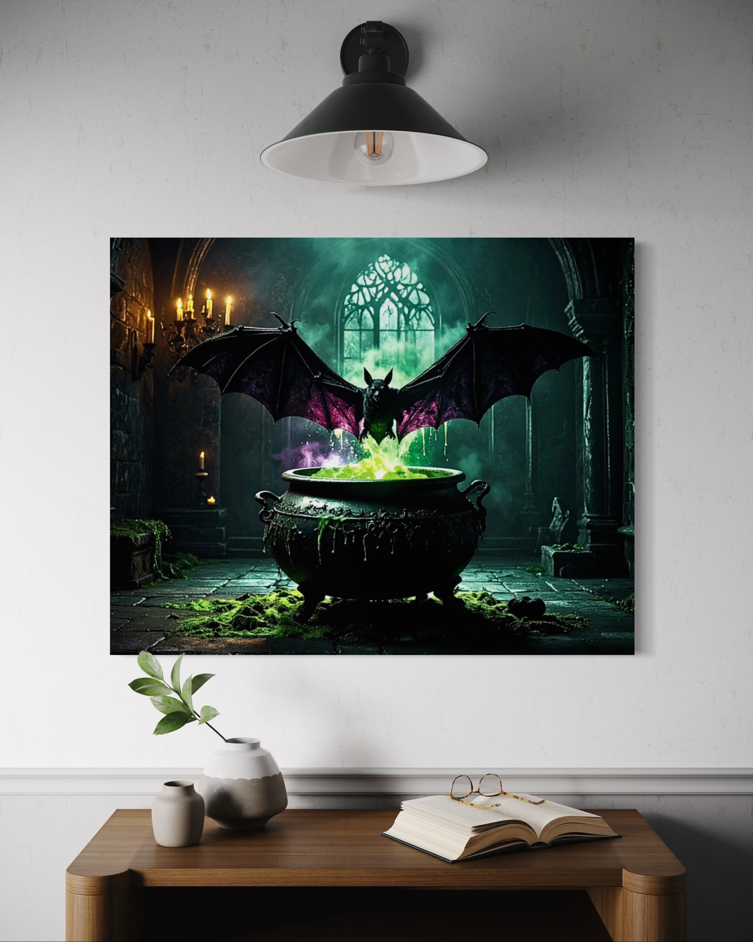 Bat over Bubbling Cauldron