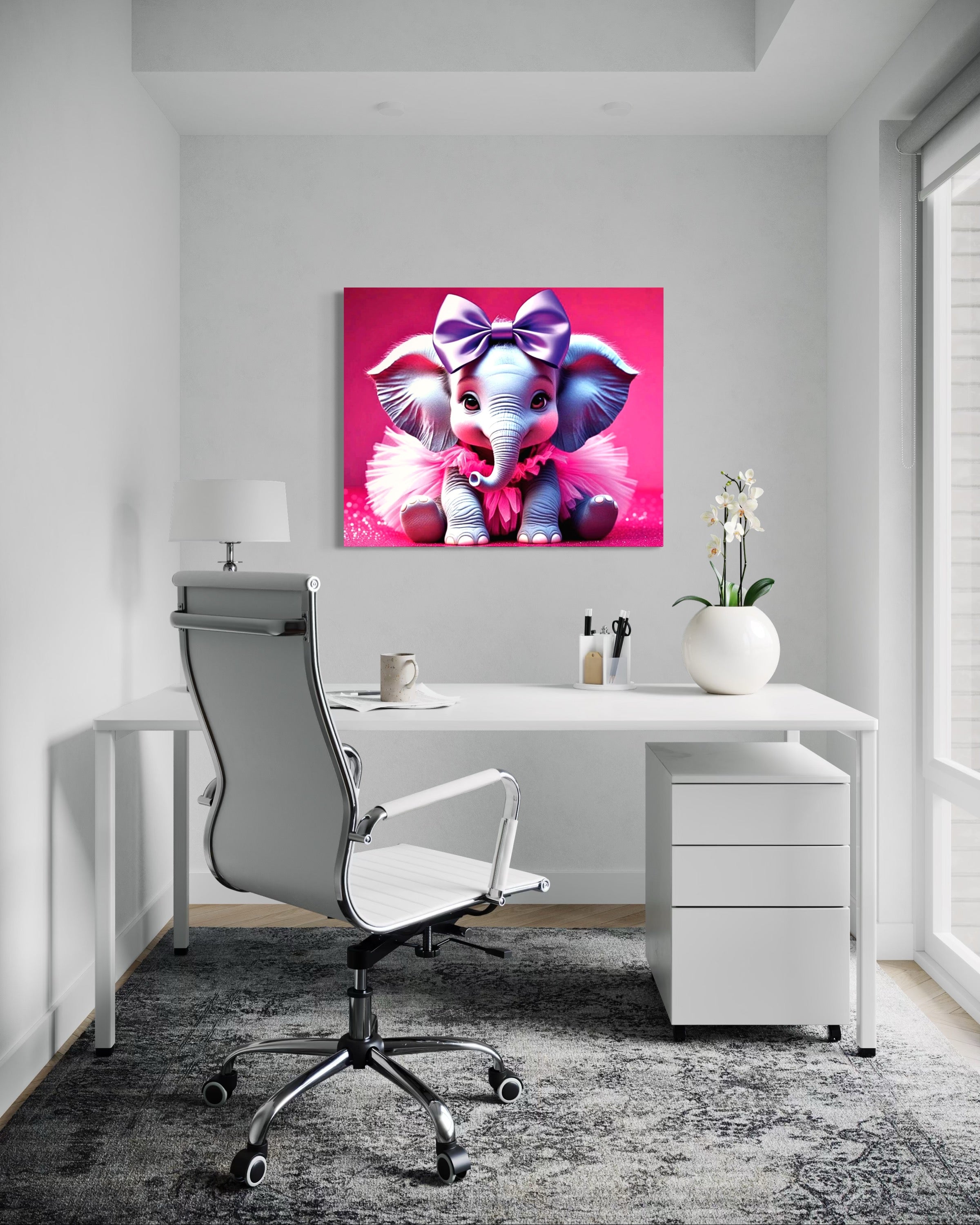 Baby Girl Elephant with a tutu and Bow Museum Print