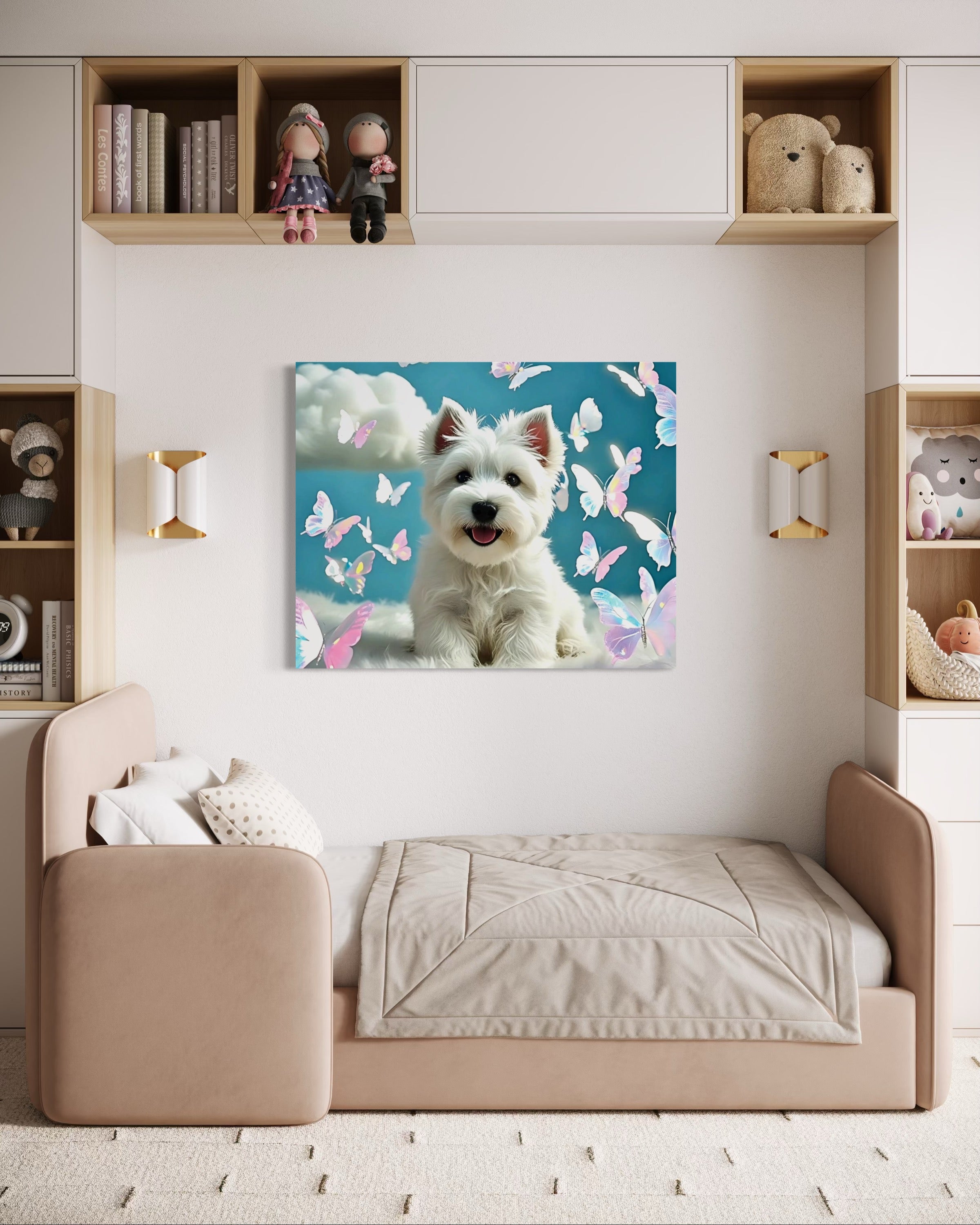 Westie Puppy with Holographic Butterflies