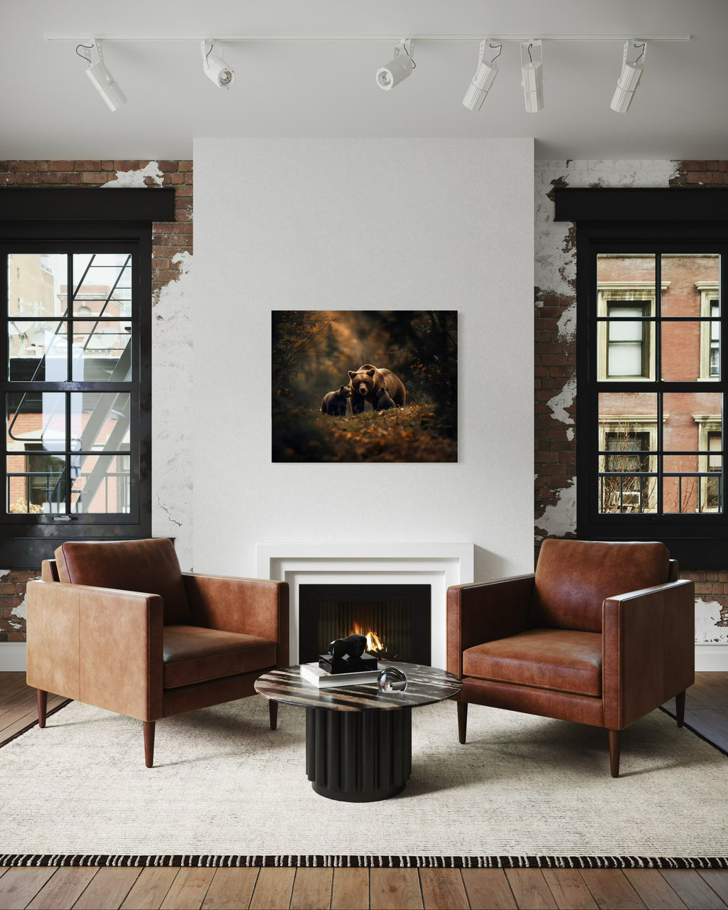 Brown Bear and Cubs Autumn in Alaska Museum Print