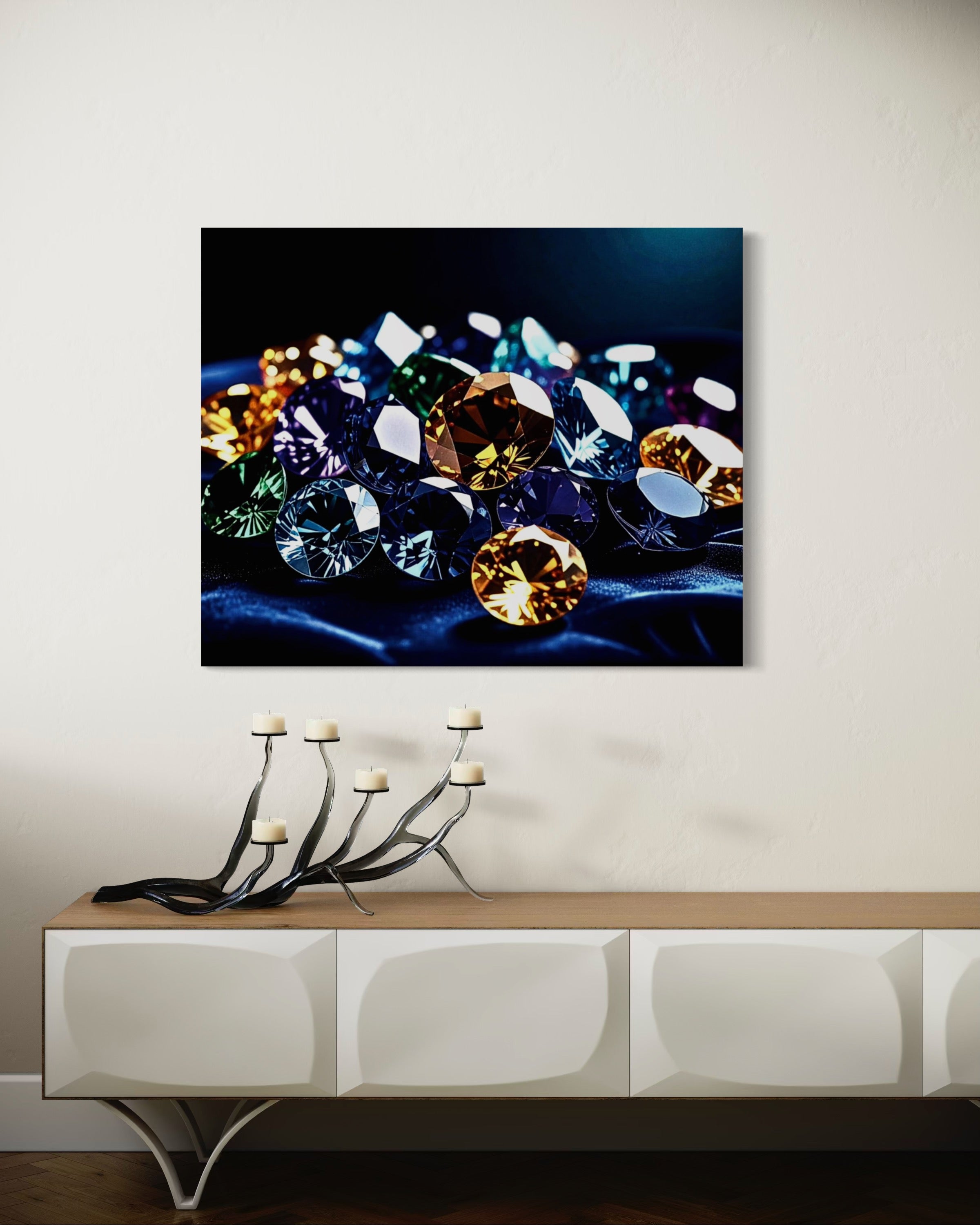 Gems on Plush Navy Velvet Pillow