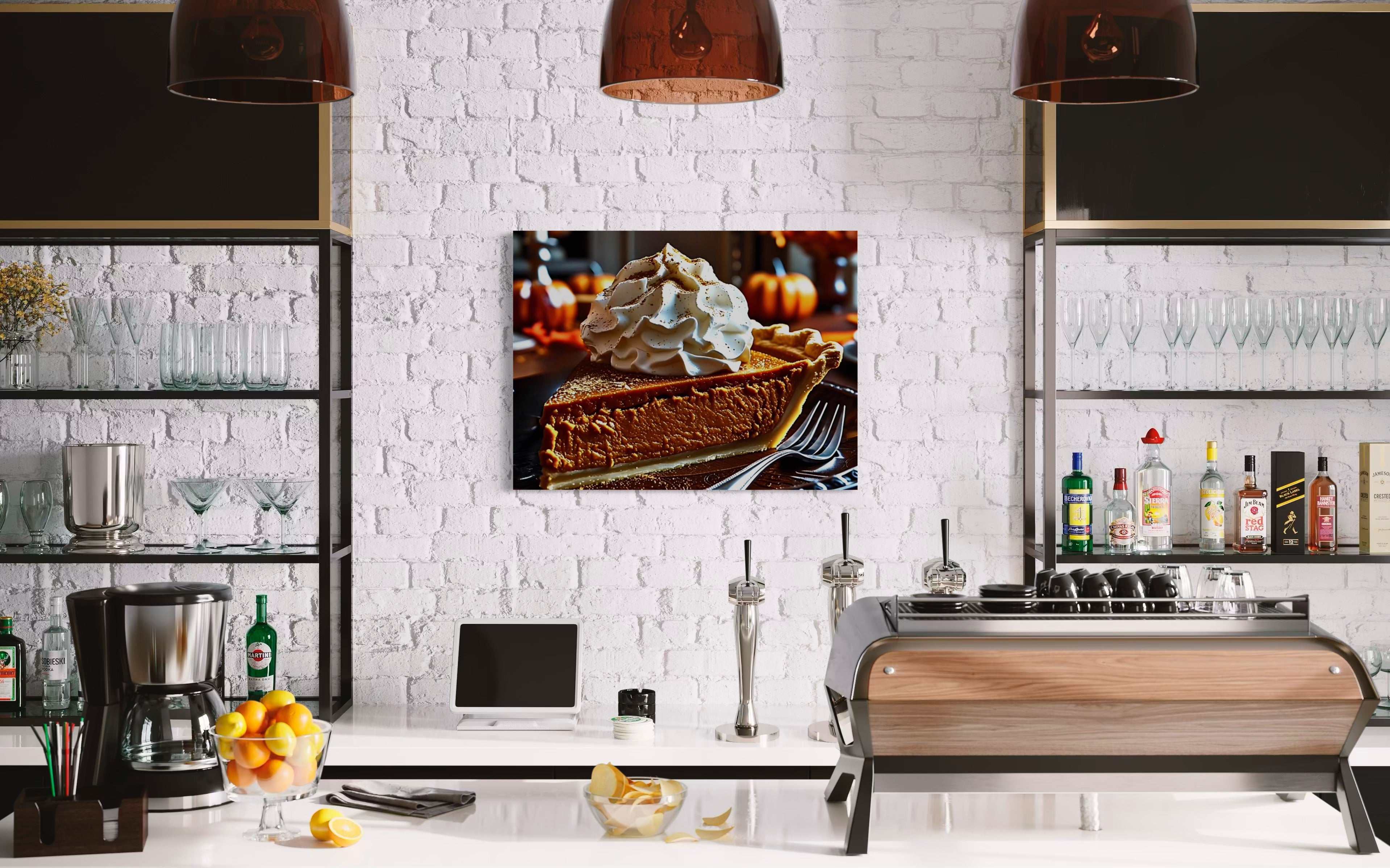 Pumpkin Pie Slice topped with Whipped Cream and Nutmeg