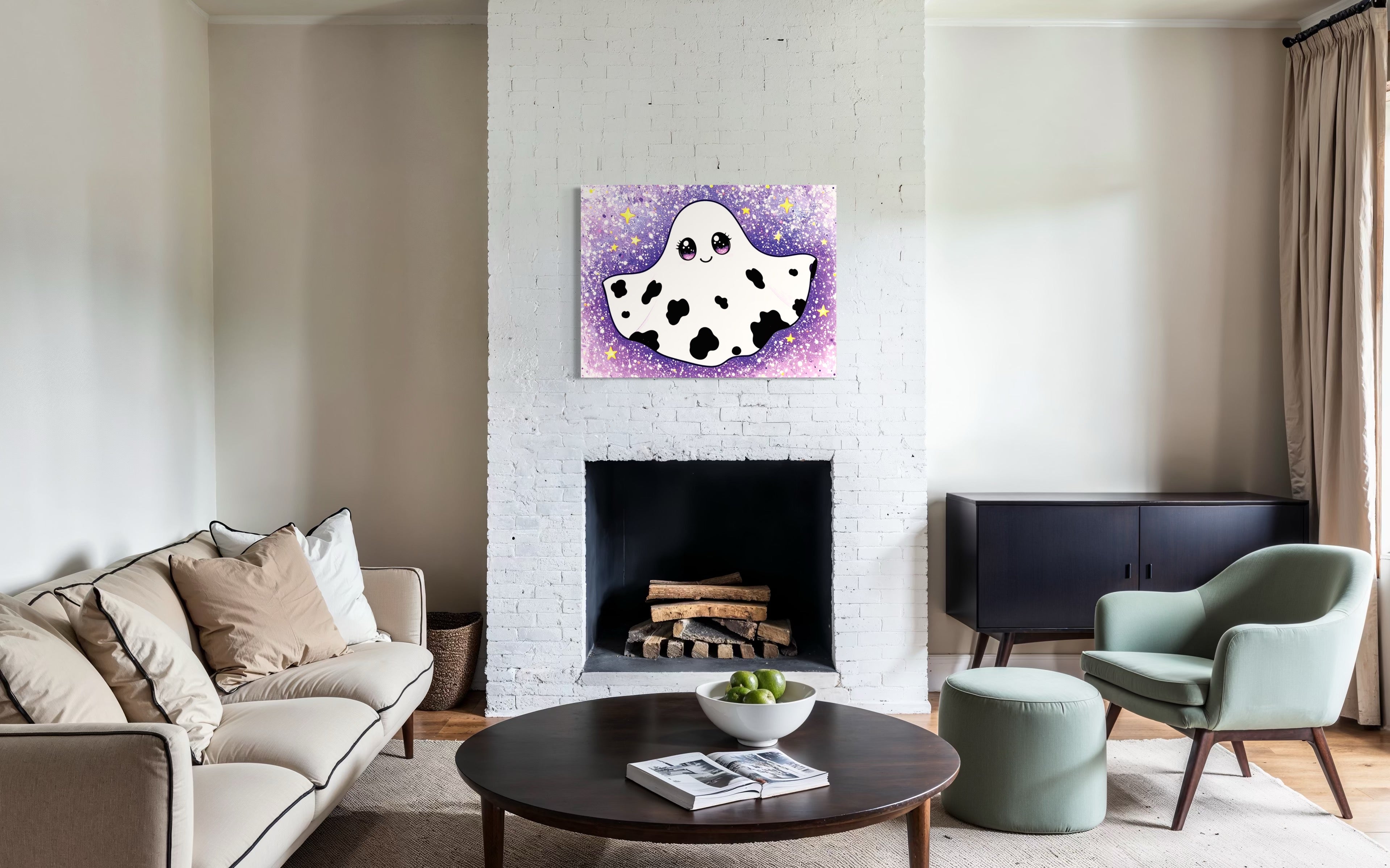 Cow Print Ghost Girl Cutie on Glitter