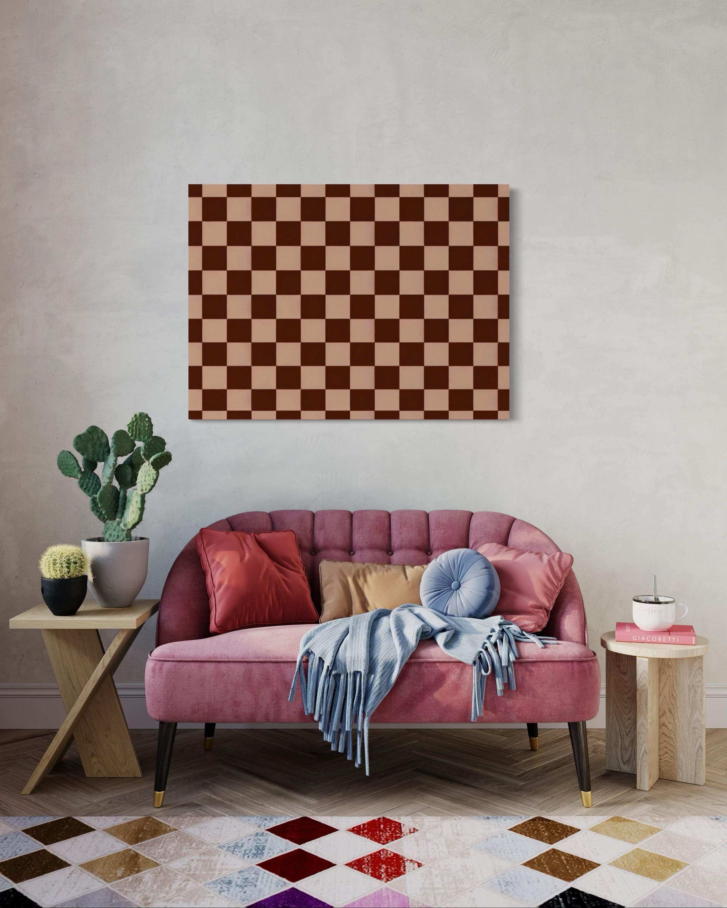 Light and Dark Brown Checkered Pattern Museum Print
