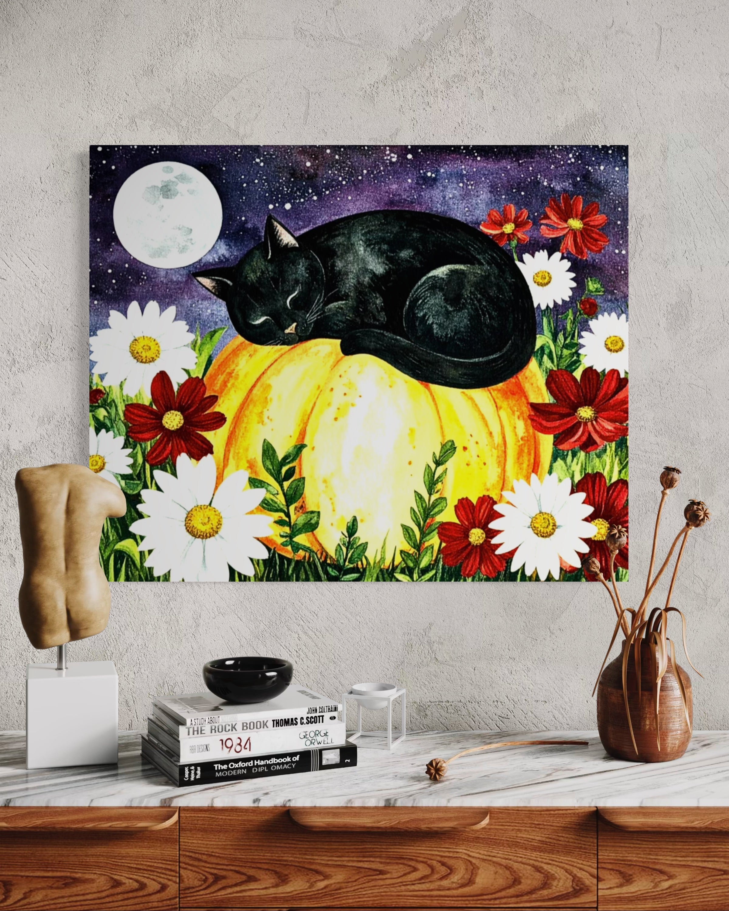 Sleeping Cat on Pumpkin