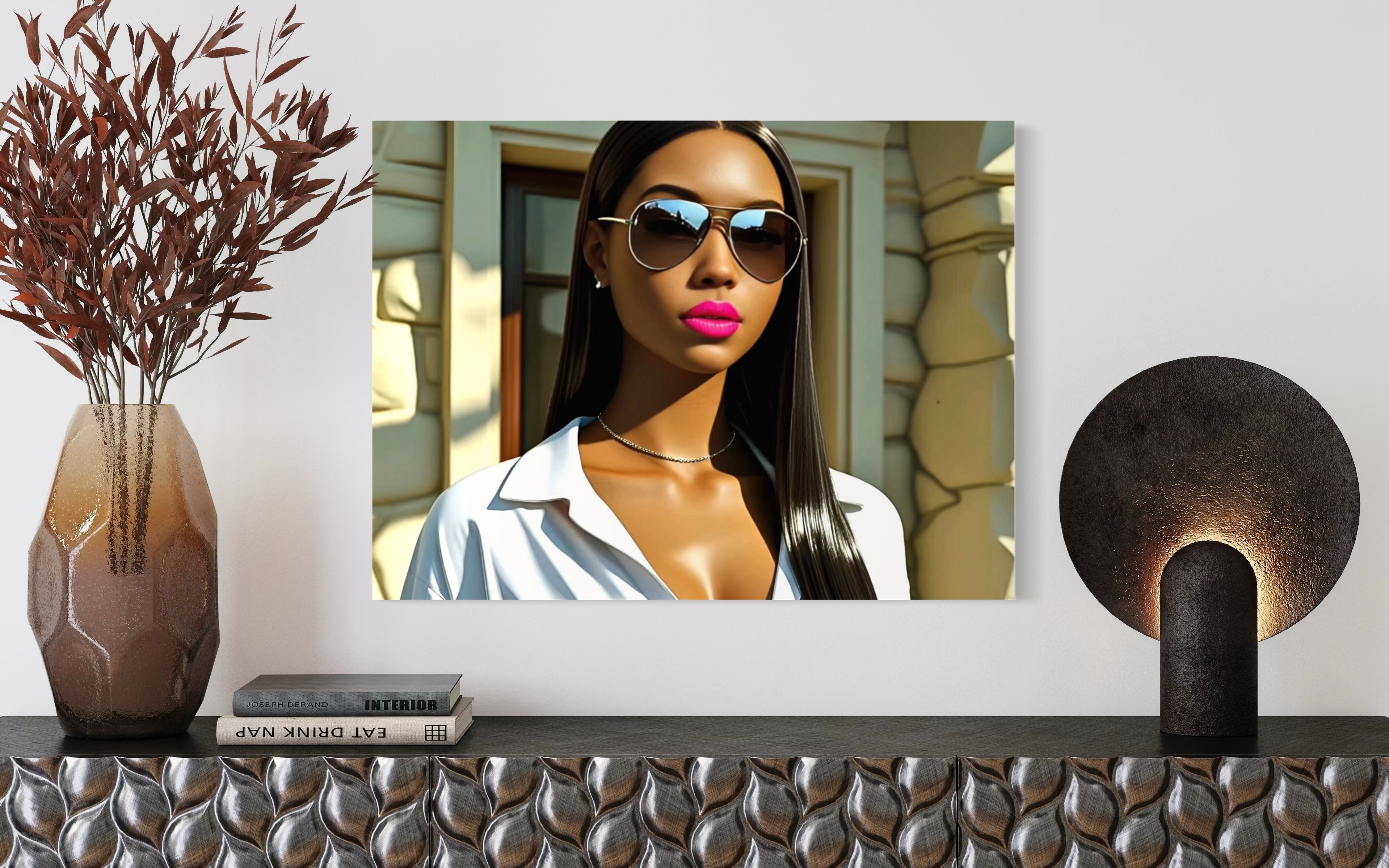 Sleek Queen with Hot Pink Lips Museum Print