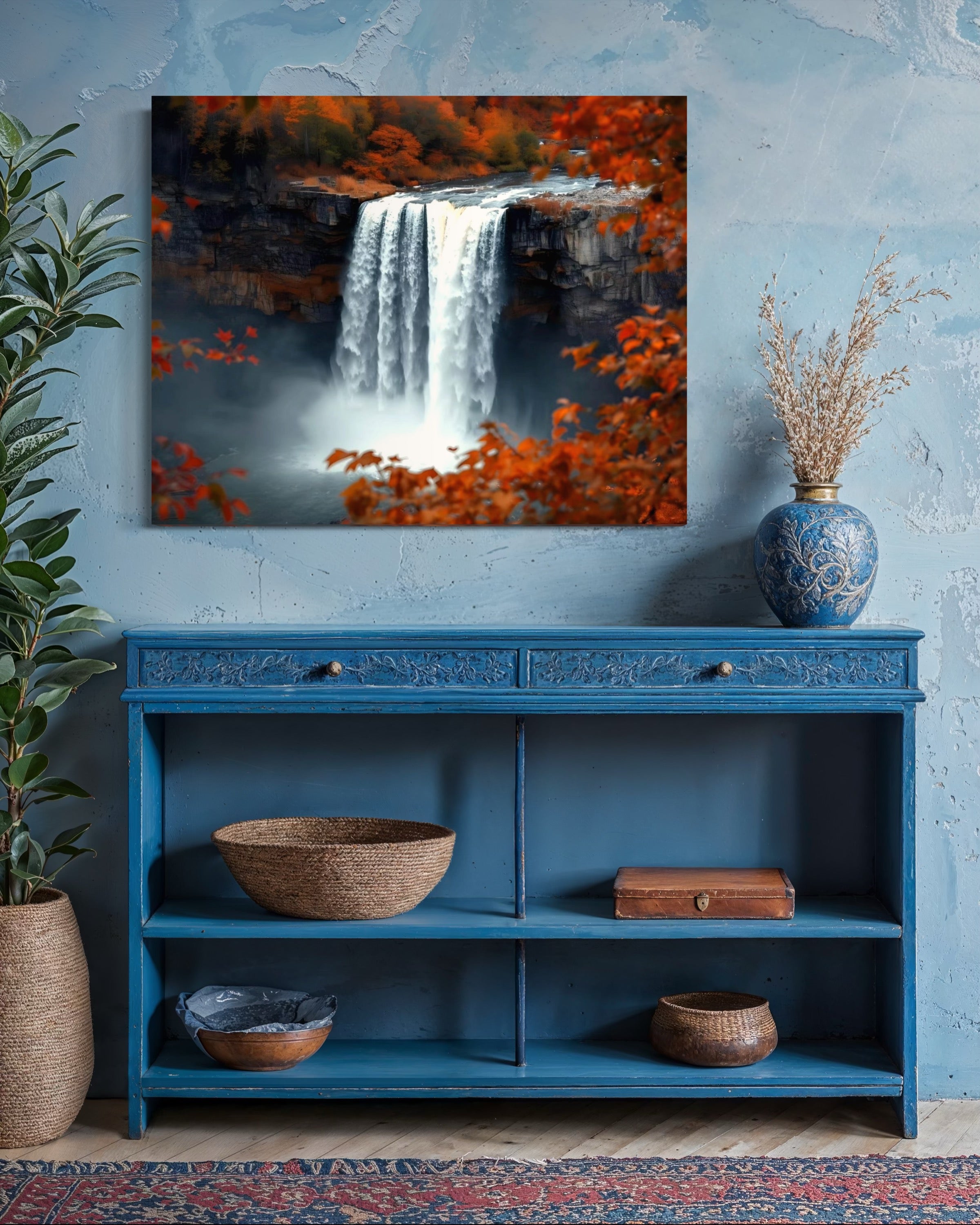 Autumn Waterfall Landscape Museum Print