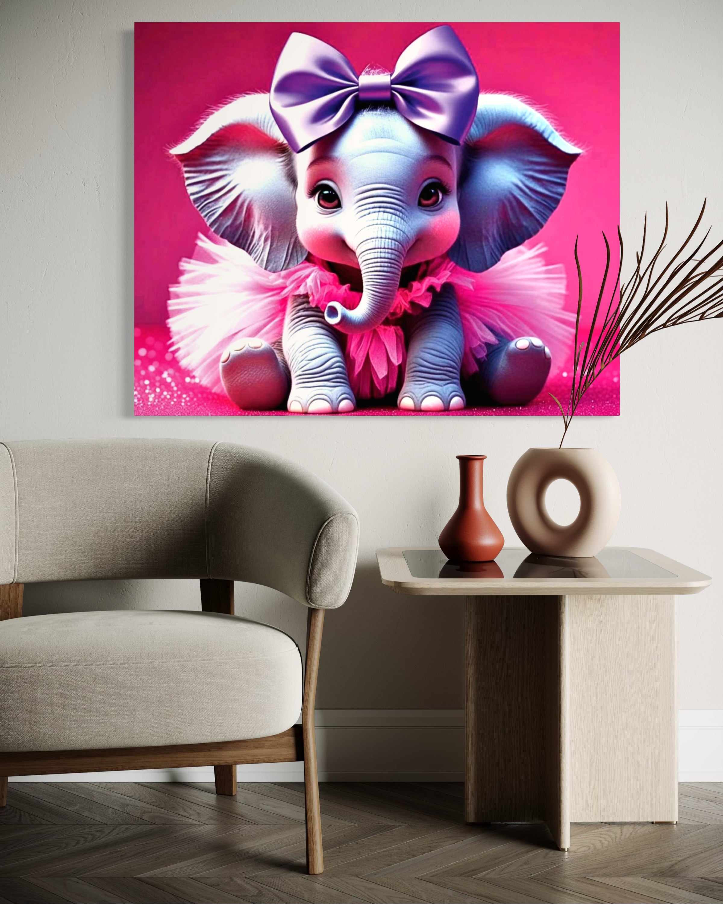 Baby Girl Elephant with a tutu and Bow Museum Print