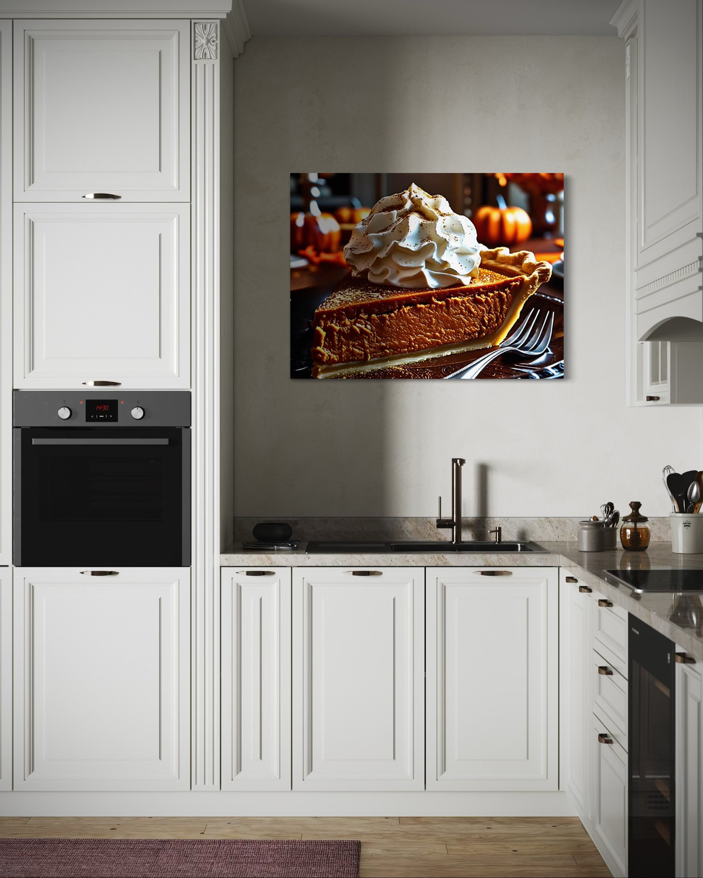 Pumpkin Pie Slice topped with Whipped Cream and Nutmeg