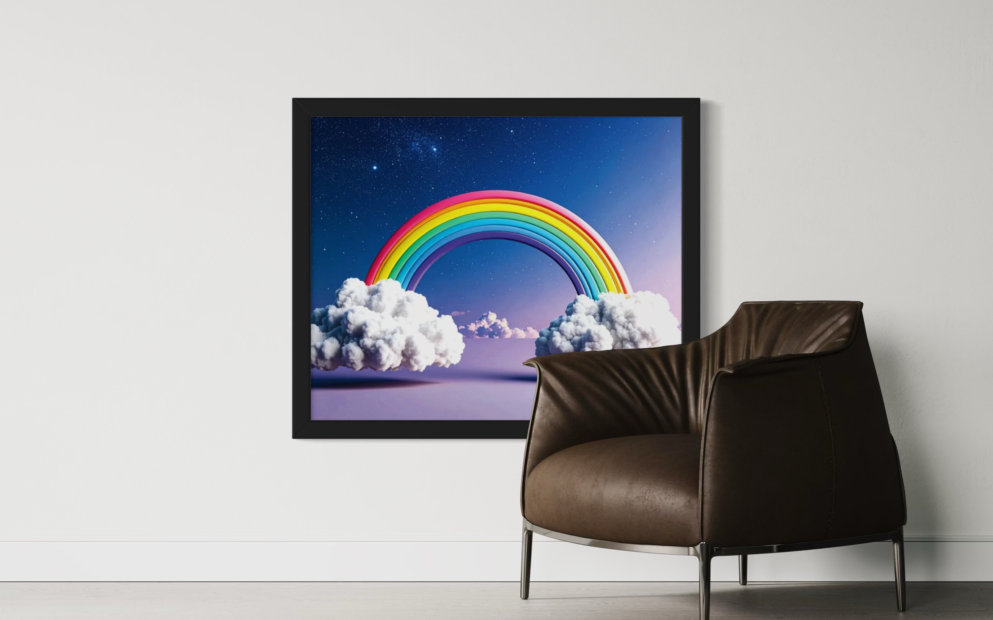Floating Rainbow with Clouds Museum Print