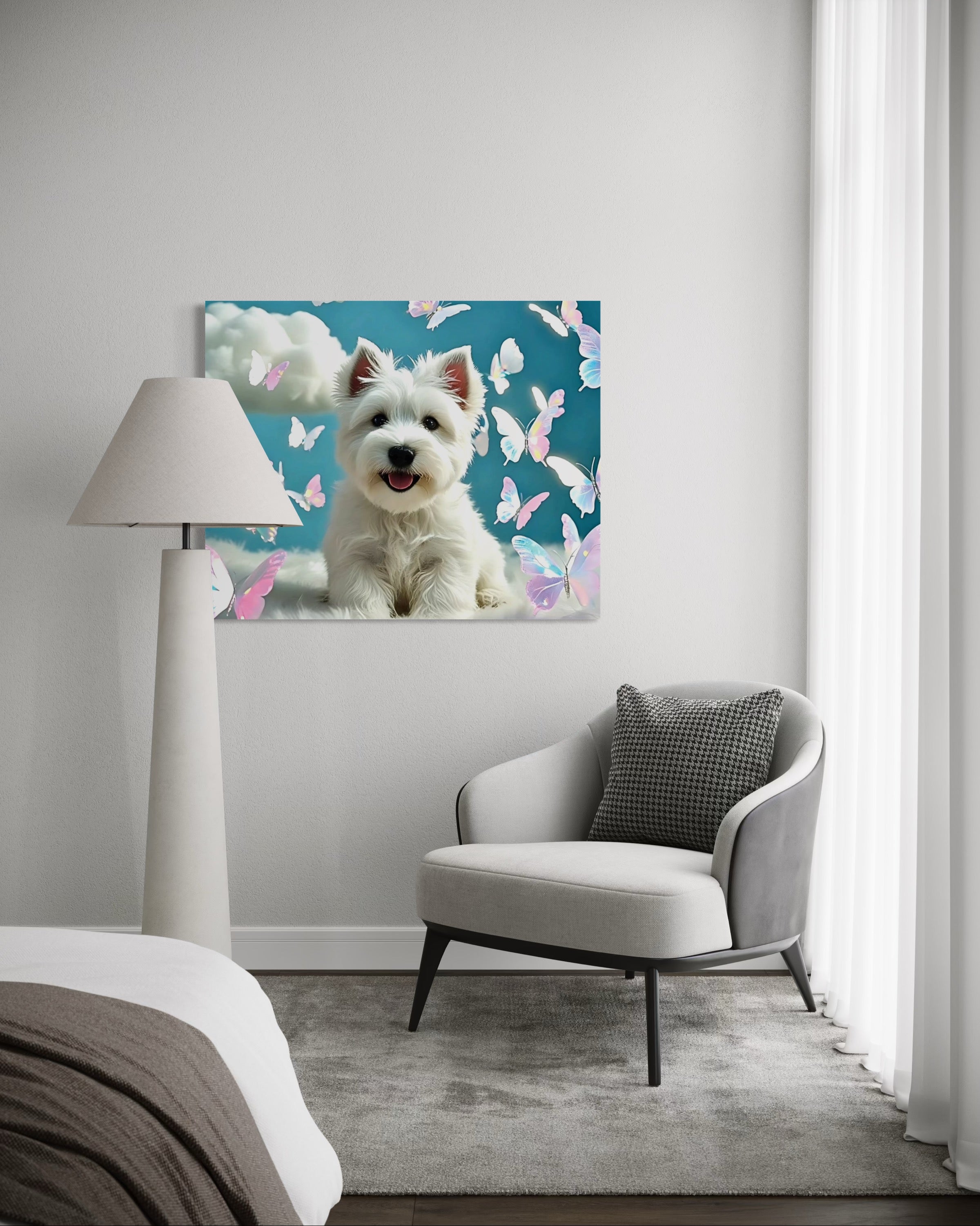 Westie Puppy with Holographic Butterflies