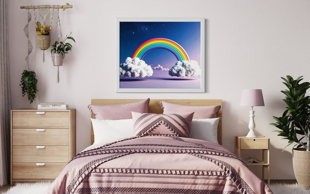 Floating Rainbow with Clouds Museum Print