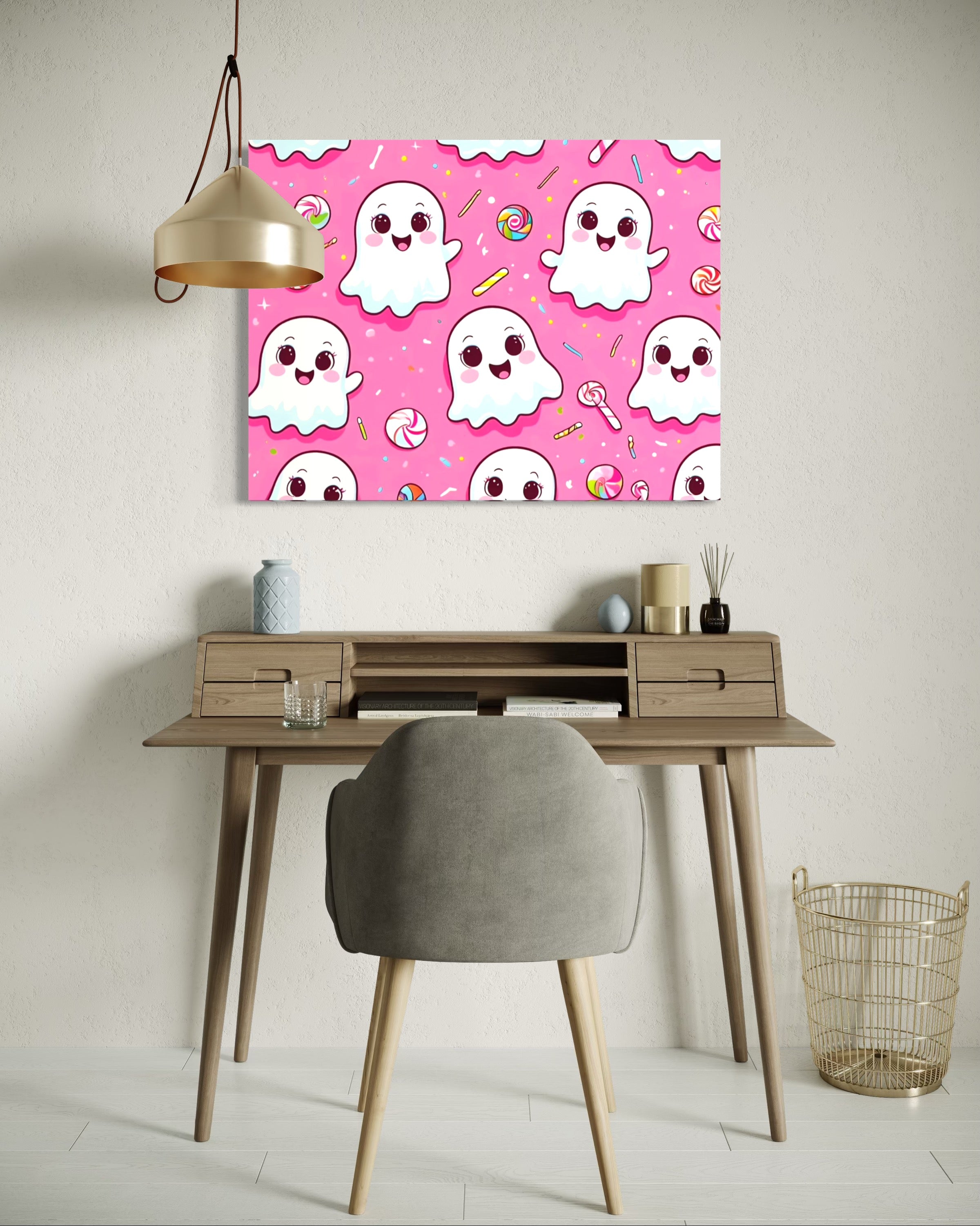 Ghost and Candy Pattern on Pink