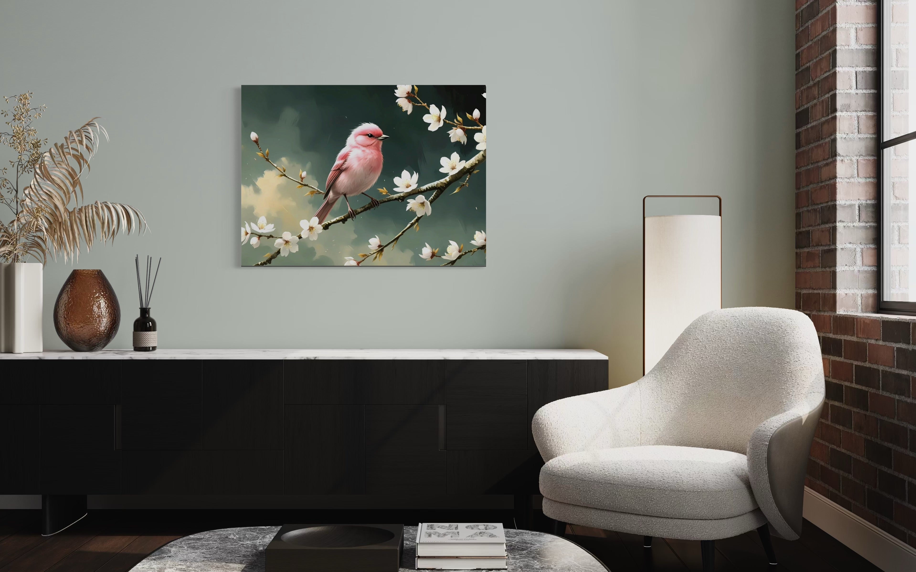 Bubblegum Bird with Blossoms Museum Print