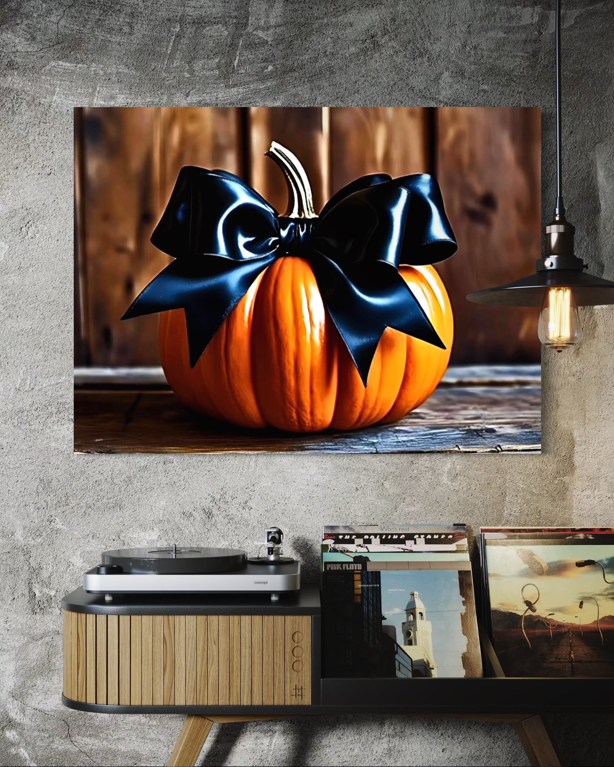 Pumpkin with Black Satin Bow