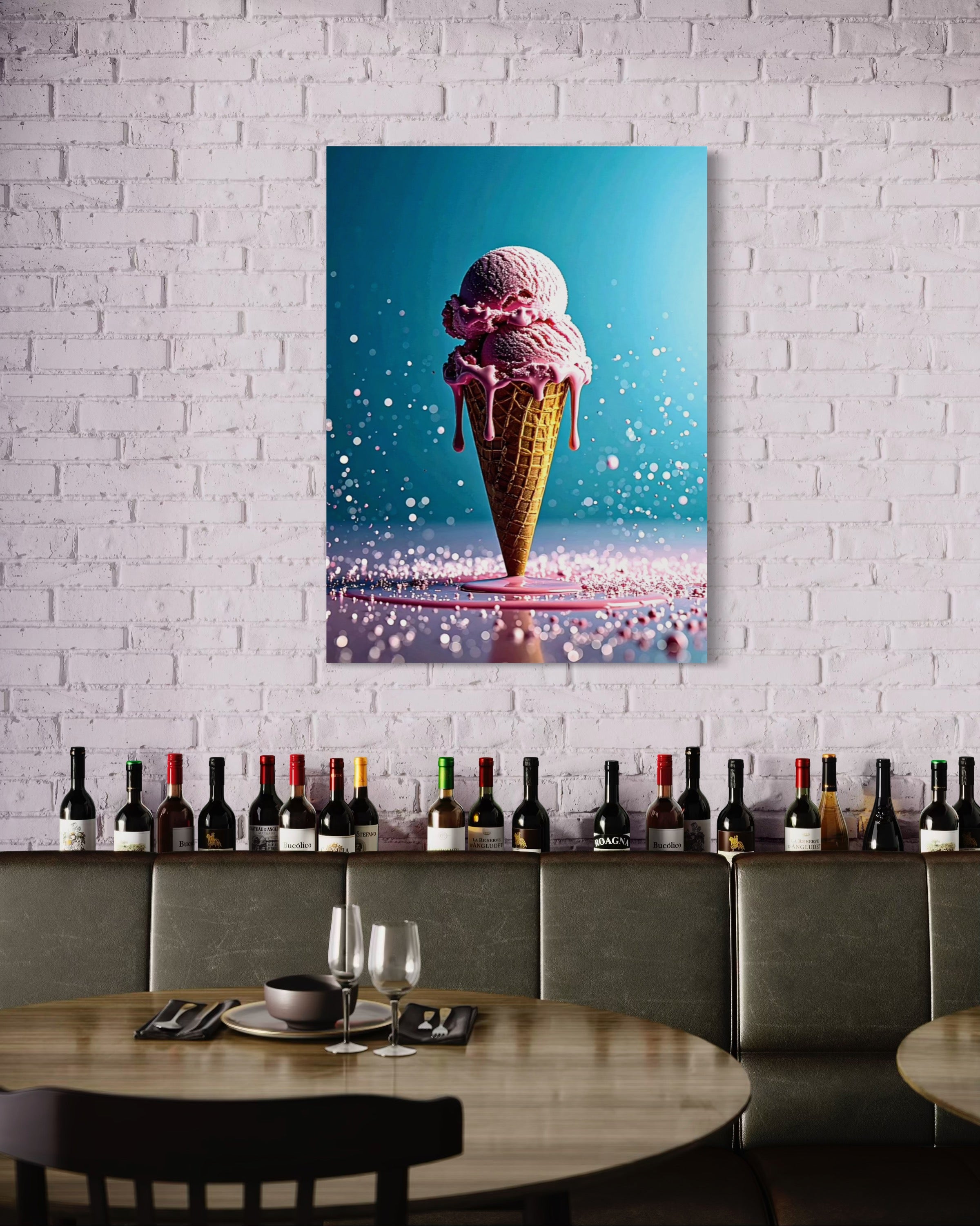 Strawberry Ice Cream Double Scoop Museum Print