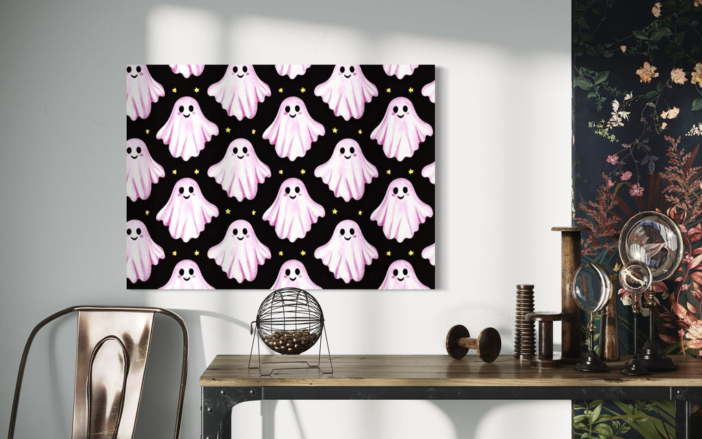 Pink Ghost Pattern on Black