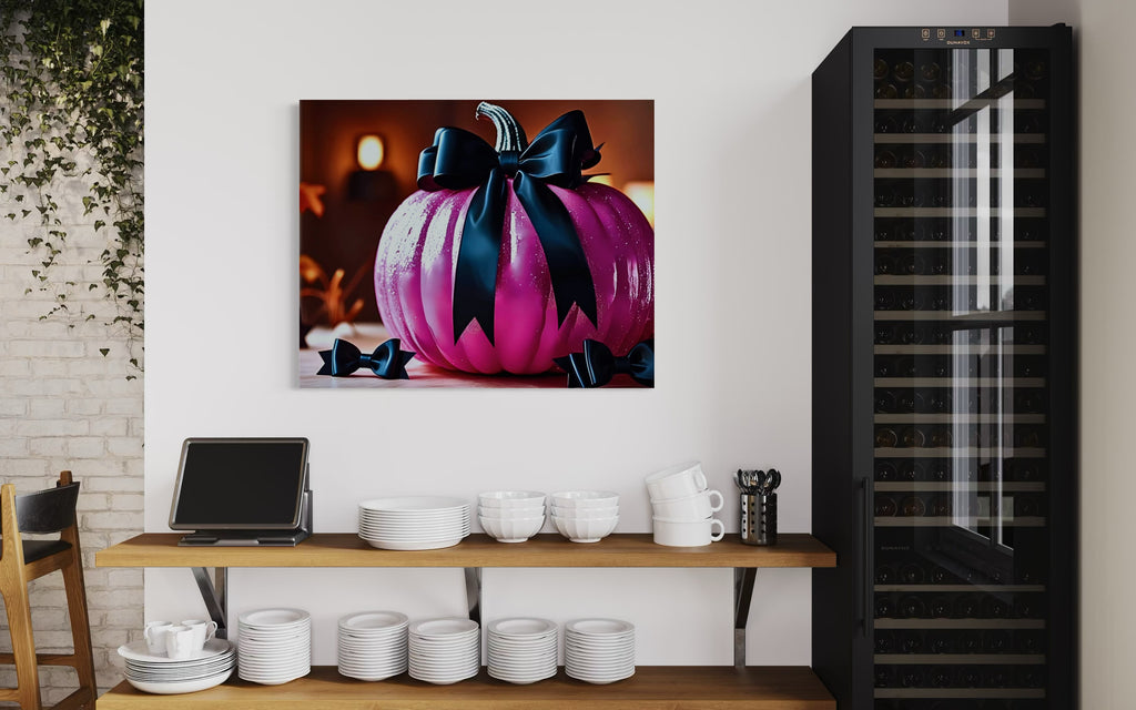 Hot Pink Pumpkin with Black Satin Bow Museum Print