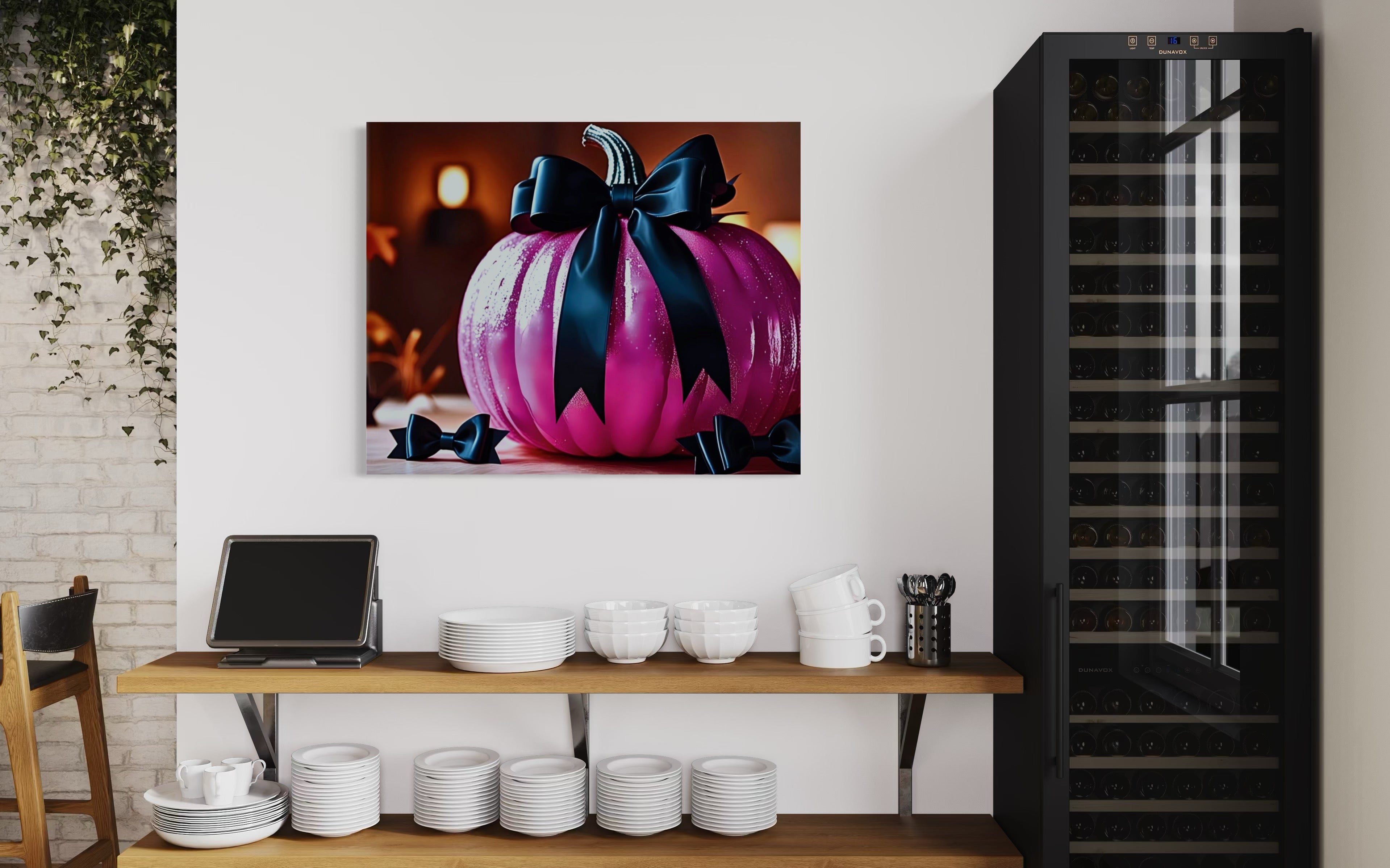 Hot Pink Pumpkin with Black Satin Bow Museum Print