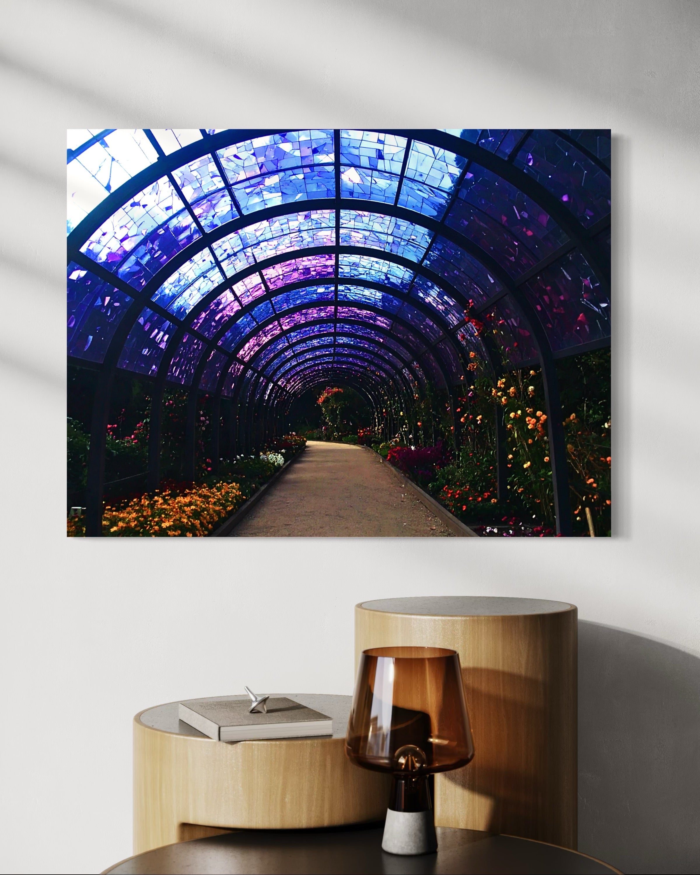 Fall Botanical Garden with Mosaic Stain Glass Ceiling Museum Print