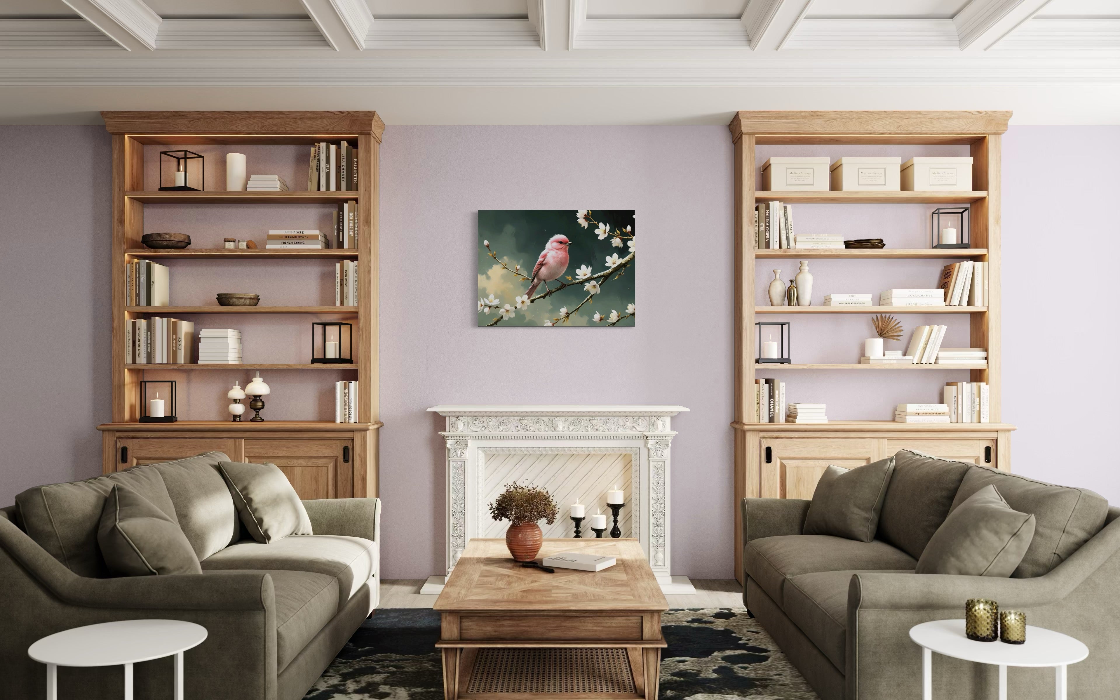 Bubblegum Bird with Blossoms Museum Print