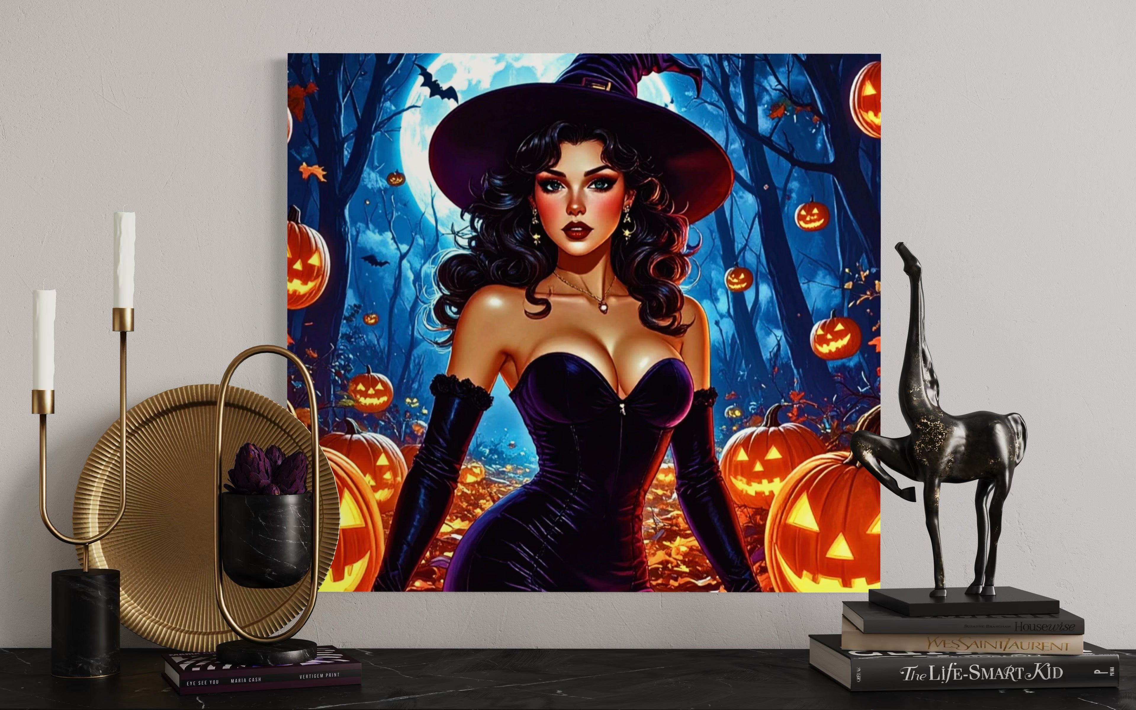 Retro 1950's Brunette Witch Museum Print