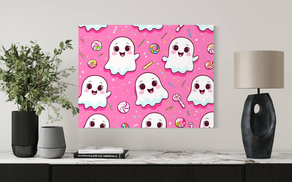 Ghost and Candy Pattern on Pink