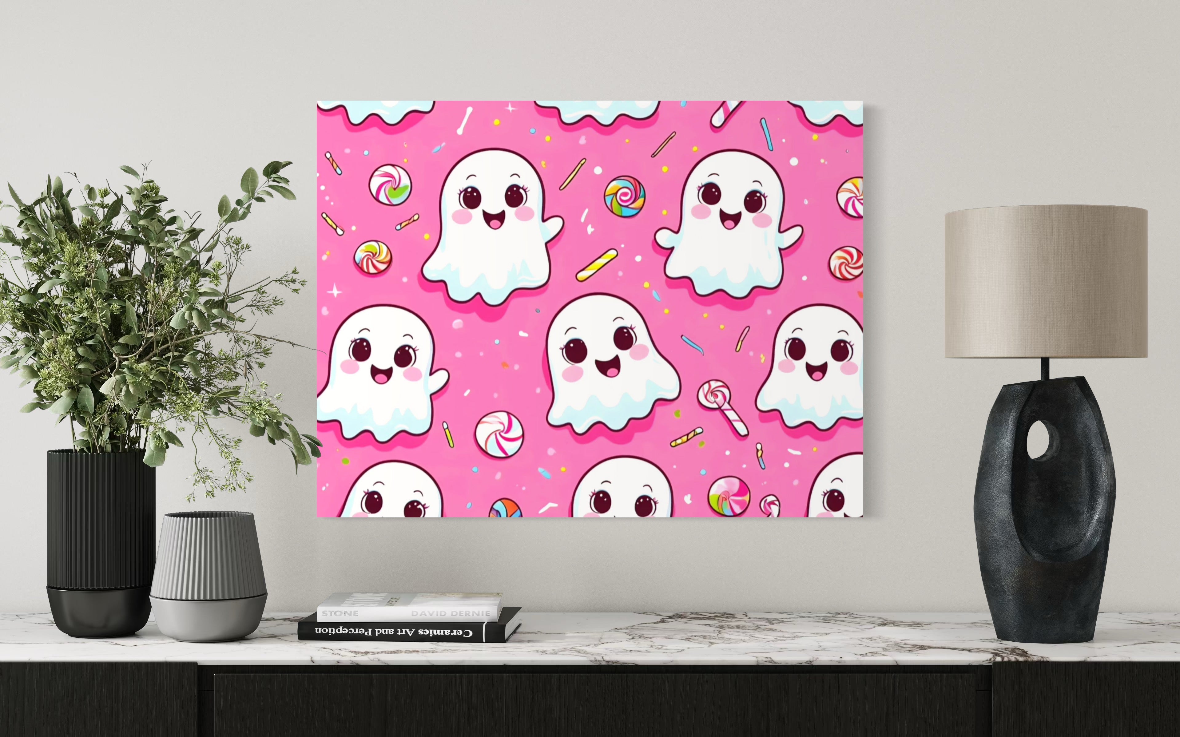 Ghost and Candy Pattern on Pink