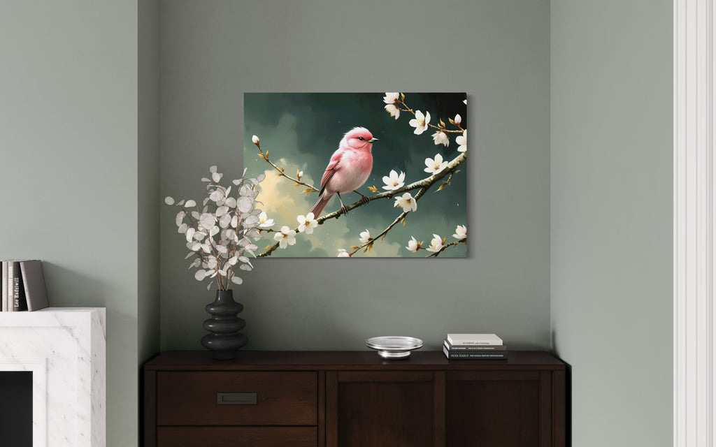 Bubblegum Bird with Blossoms Museum Print