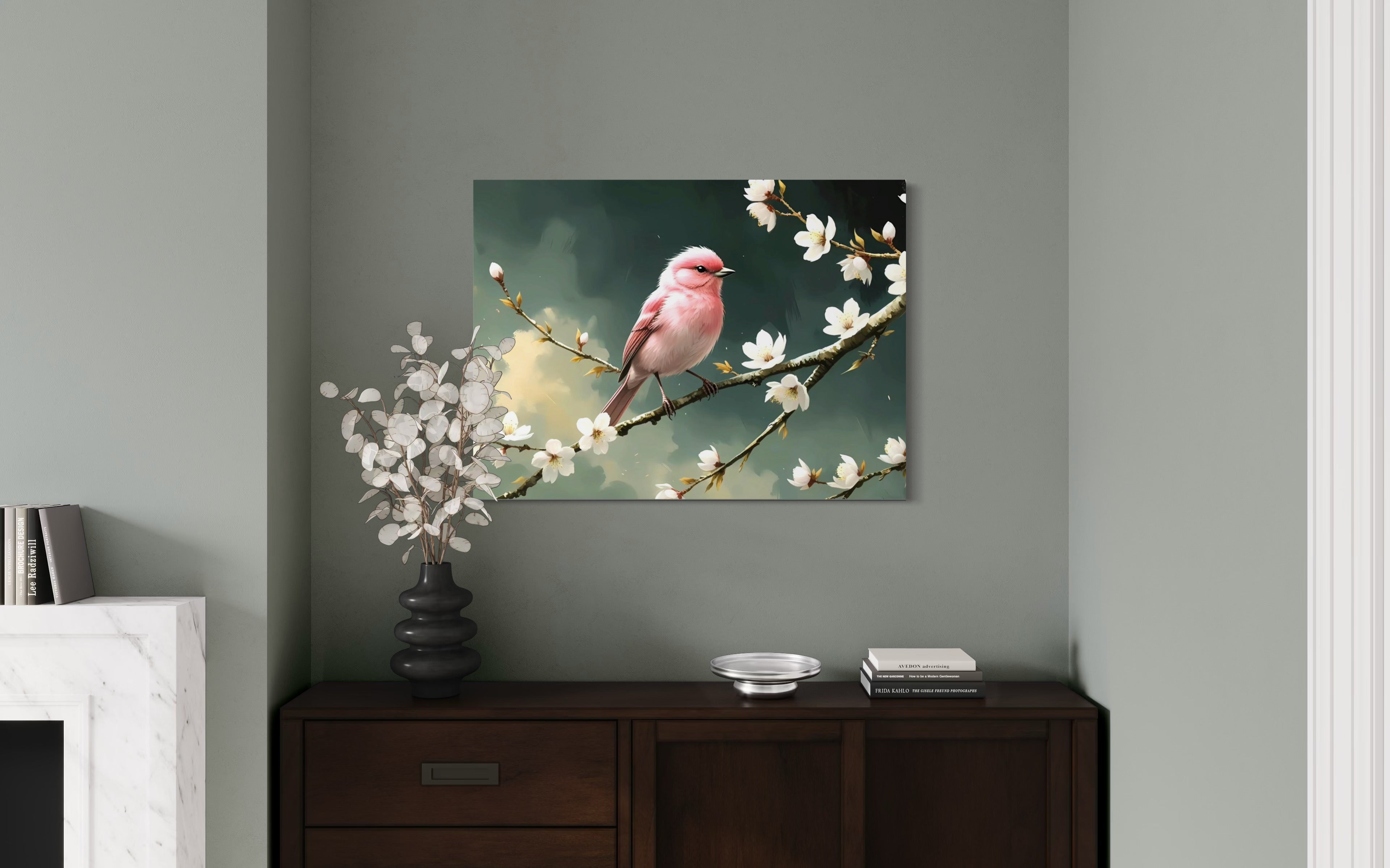 Bubblegum Bird with Blossoms Museum Print