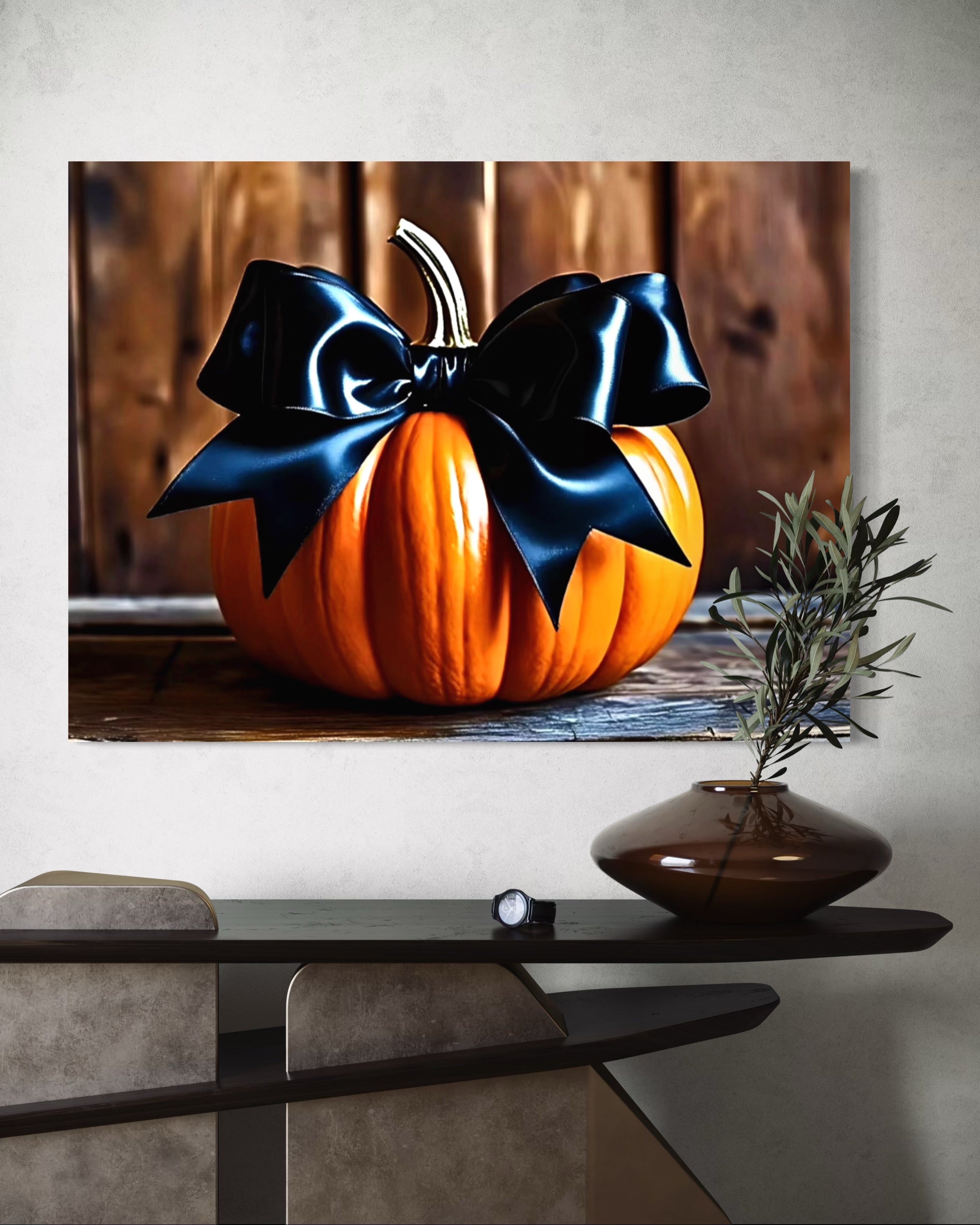 Pumpkin with Black Satin Bow