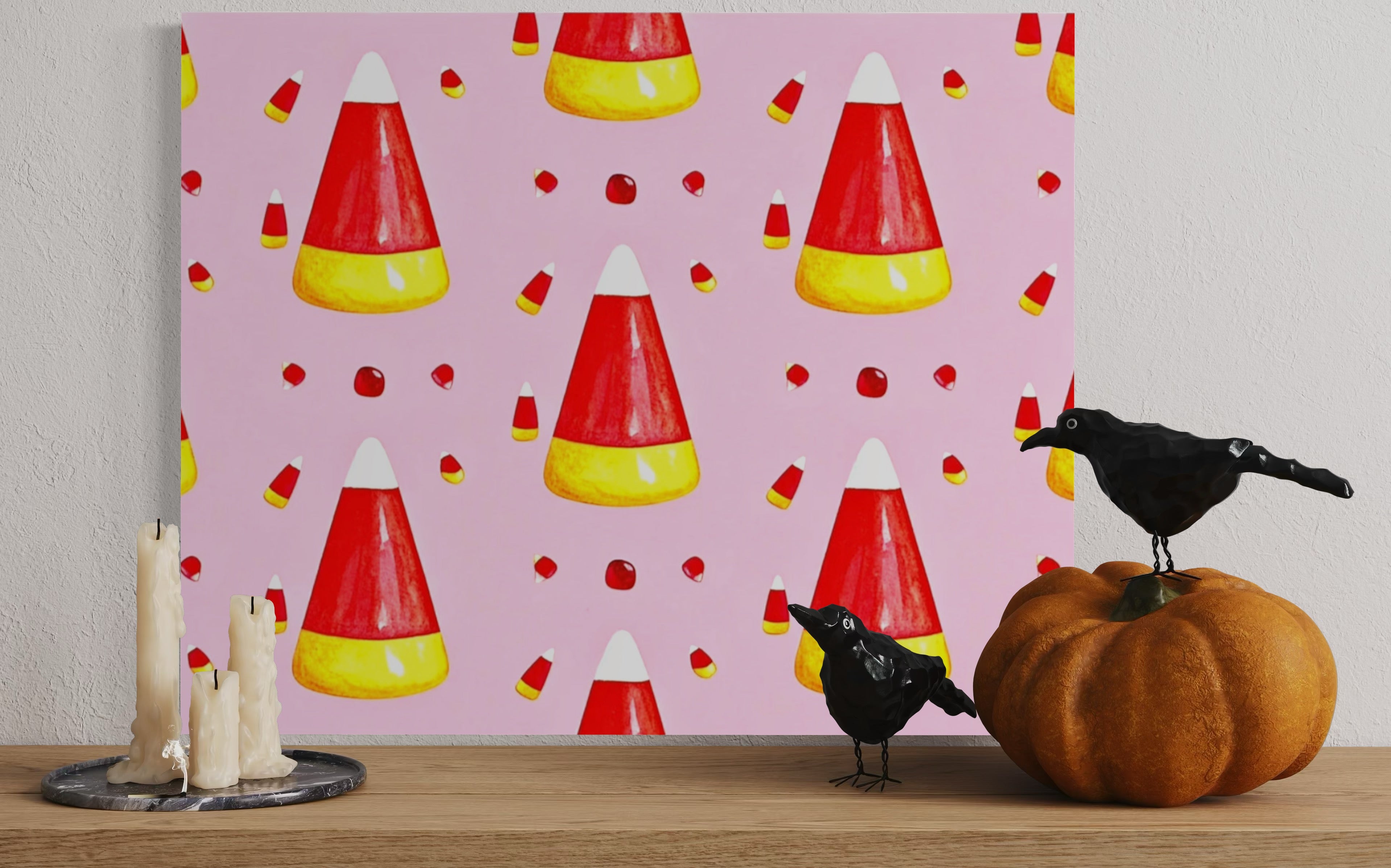 Candy Corn Pattern on Pink