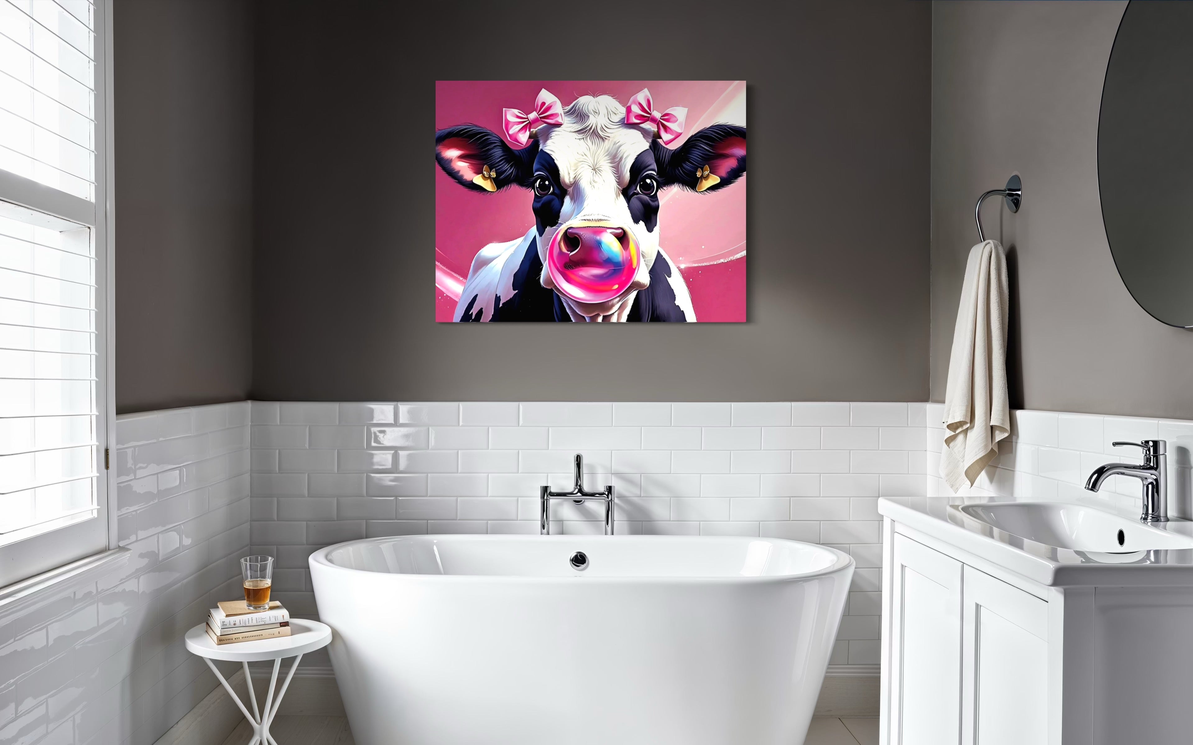Bubblegum Cow with Bows Museum Print