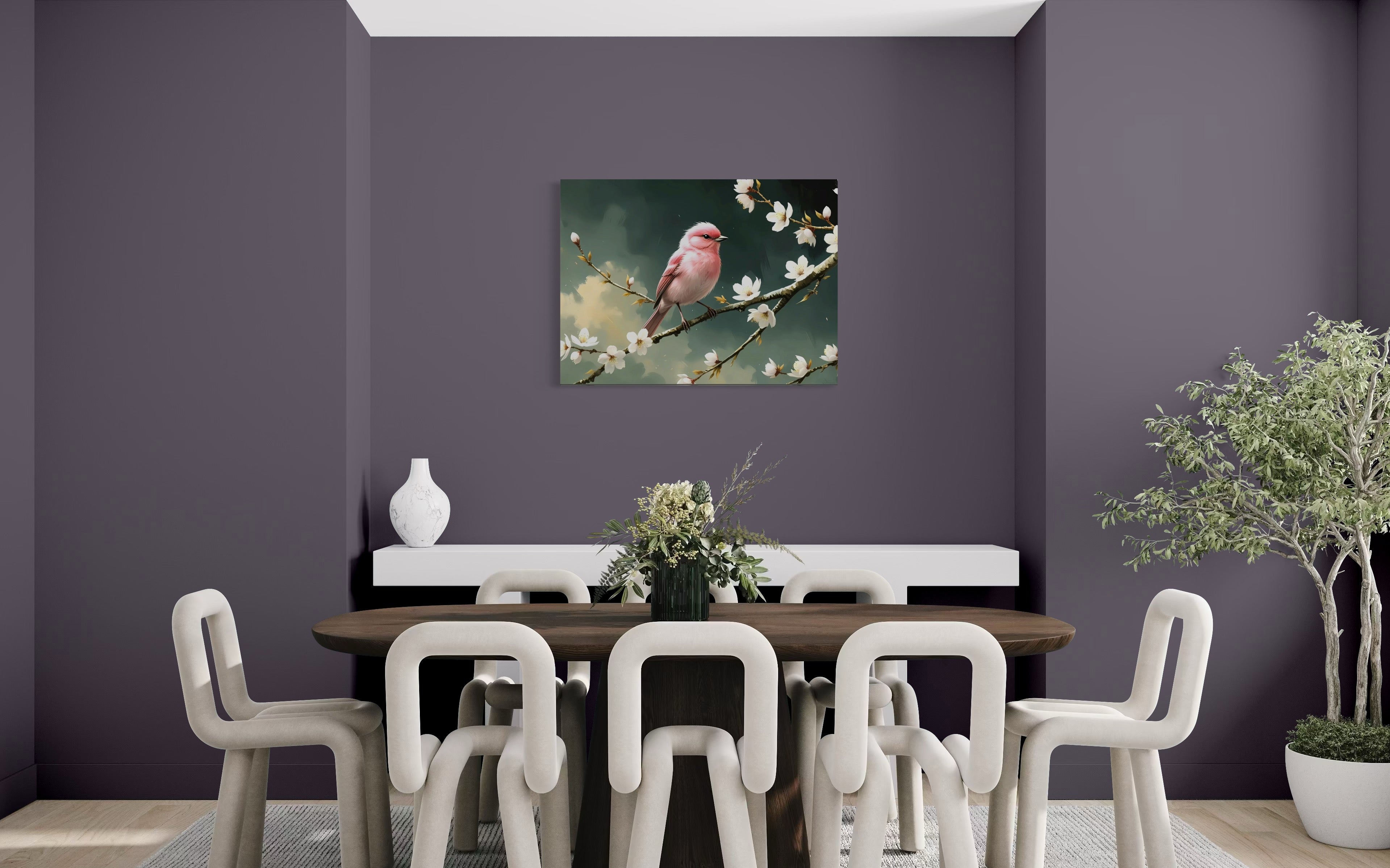 Bubblegum Bird with Blossoms Museum Print